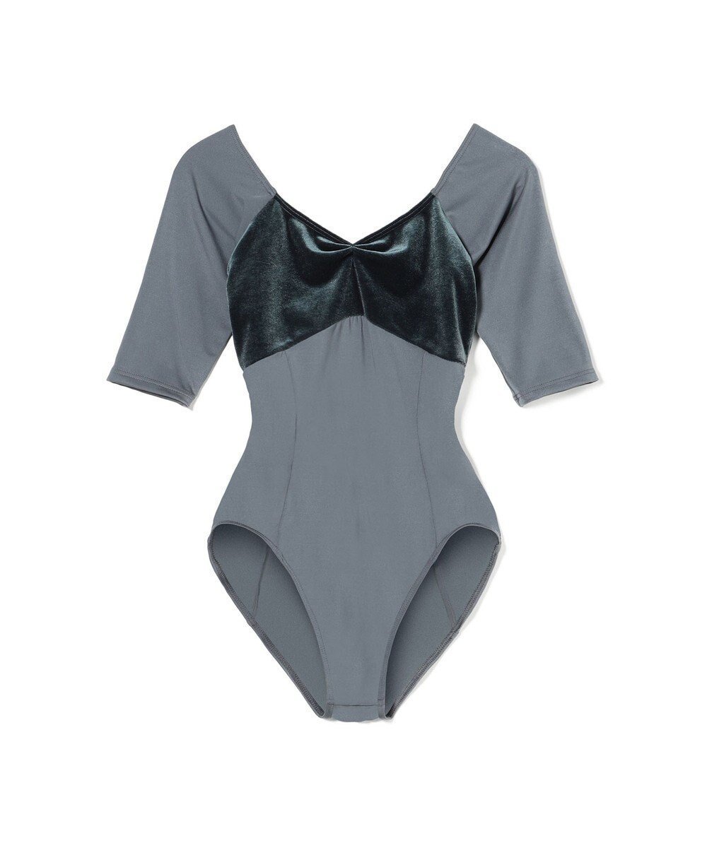 【チャコット/Chacott】の5分袖レオタード インテリア・キッズ・メンズ・レディースファッション・服の通販 founy(ファニー) ファッション Fashion レディースファッション Fashion for Women トップス・カットソー Cut & Sew Tops 新作・新入荷 New Arrivals / New In ショート Short, Short Length ストレッチ Stretch, Stretchy Fabric ベロア Velour, Soft Velvet エレガント 上品 Elegant 切替 Switching, Contrast Panel 吸水 Absorbent, Quick-Dry アッシュグレー|ID: prp329100004657970 ipo3291000000034474315