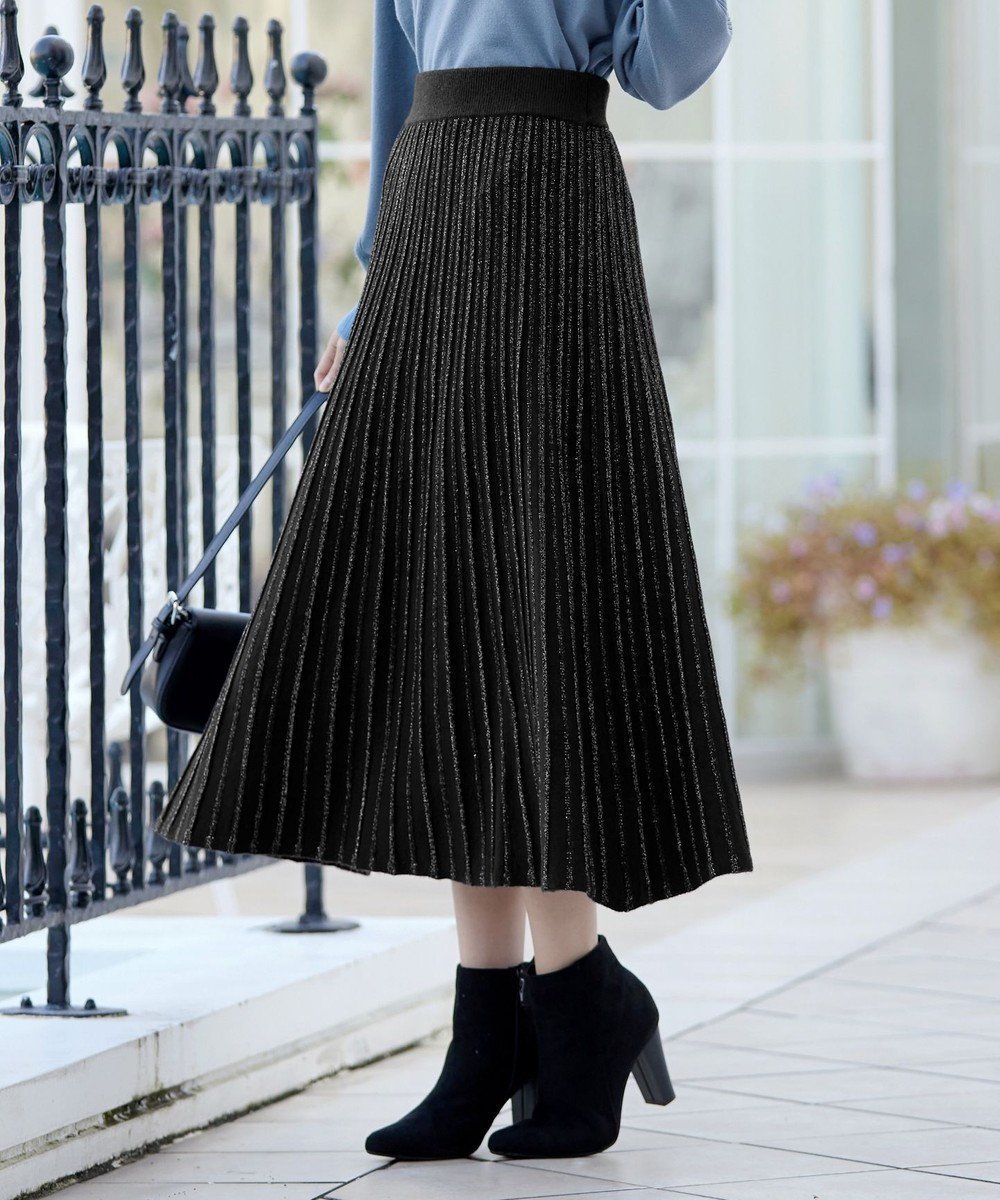 【ティアクラッセ/Tiaclasse】の【洗える】ラメニットスカート インテリア・キッズ・メンズ・レディースファッション・服の通販 founy(ファニー) 　ファッション　Fashion　レディースファッション　Fashion for Women　スカート　Skirts　ウォッシャブル　Machine Washable　春　Spring　洗える　Machine Washable　秋　Autumn　シューズ　Shoes, Footwear　フェミニン　Feminine, Girly　フレア　Flare, Flared　プリーツ　Pleats, Pleated　ポケット　Pocket, Pocket Detail　マキシ　Maxi, Full Length　無地　Plain, Solid Color　ロング　Long, Long-Length　冬　Winter / This Winter　A/W・秋冬　Autumn/Winter　再入荷　Restock / Back in Stock　エレガント 上品　Elegant　新作・新入荷　New Arrivals / New In　ブラック|ID: prp329100004658251 ipo3291000000033714960