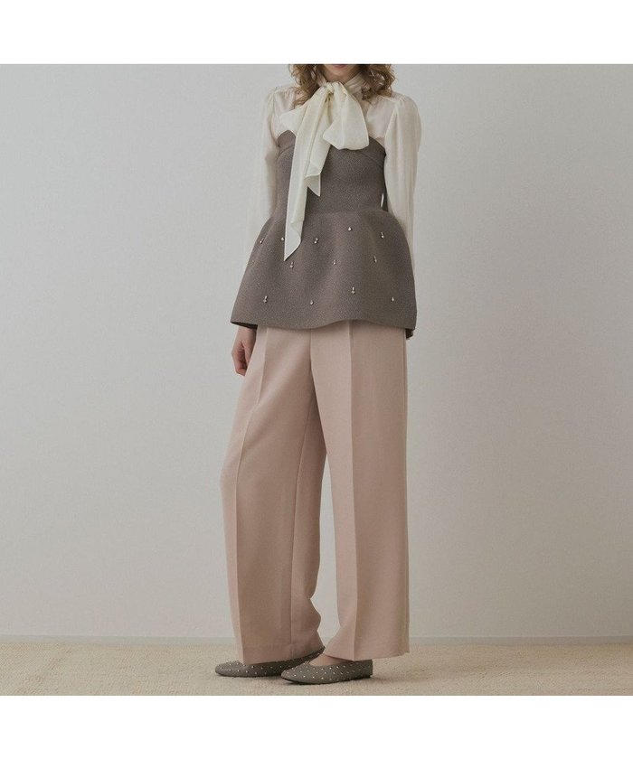 【グレース コンチネンタル/GRACE CONTINENTAL】のペプラムベアニットトップ インテリア・キッズ・メンズ・レディースファッション・服の通販 founy(ファニー) https://founy.com/ ファッション Fashion レディースファッション Fashion for Women トップス・カットソー Cut & Sew Tops ニット Knit Tops & Sweaters カットソー Cut and Sewn Top ストレッチ Stretch, Stretchy Fabric ビジュー Bijou, Jewel-like Accent フィット Fit, Slim Fit フレア Flare, Flared A/W・秋冬 Autumn/Winter エレガント 上品 Elegant |ID: prp329100004658258 ipo3291000000033716134