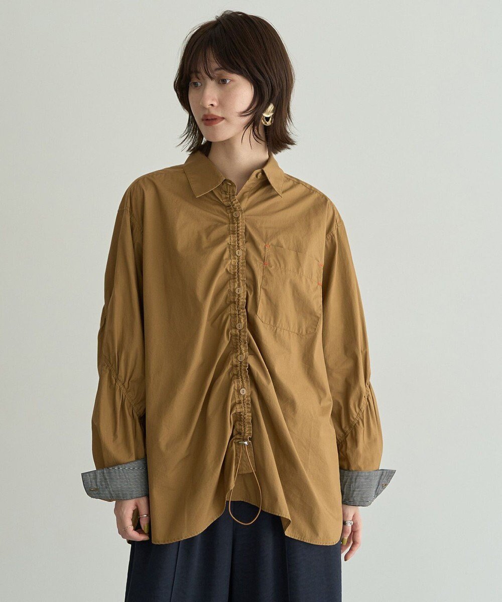 【イェッカ ヴェッカ/YECCA VECCA】のドロストデザインギャザーシャツ インテリア・キッズ・メンズ・レディースファッション・服の通販 founy(ファニー) ファッション Fashion レディースファッション Fashion for Women トップス・カットソー Cut & Sew Tops シャツ・ブラウス・オフィスカジュアル Elegant Blouses & Button-Ups おすすめ Recommended / Our Picks ギャザー Gathered, Ruffled バランス Balance, Style Balance フロント Front, Front Design ポケット Pocket, Pocket Detail A/W・秋冬 Autumn/Winter Camel|ID: prp329100004658559 ipo3291000000033716631