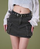 【ウィゴー/WEGO】のハトメベルトカーゴデニムスカパン ブラック|ID: prp329100004658597 ipo3291000000033716866