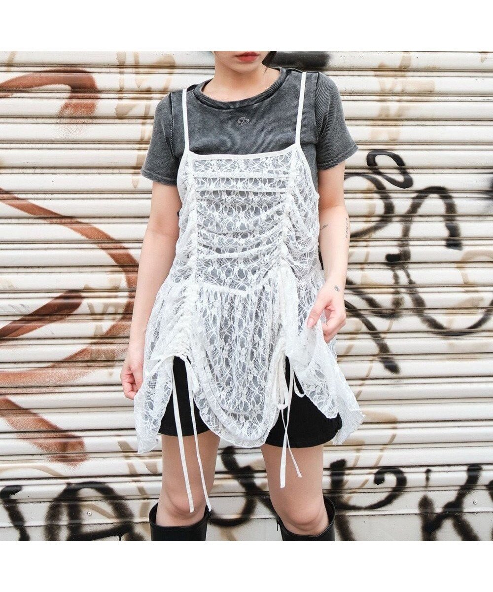 【ウィゴー/WEGO】のドロストデザインキャミワンピース インテリア・キッズ・メンズ・レディースファッション・服の通販 founy(ファニー) 　ファッション　Fashion　レディースファッション　Fashion for Women　ワンピース　Dresses　キャミソールワンピース　Camisole Dresses　インナー　Innerwear　秋　Autumn　ガーリー　Girly, Feminine Style　キャミ　Camisole, Cami Top　キャミワンピース　Cami Dress, Slip Dress　スマホ　Smartphone, Mobile Device　デニム　Denim, Jeans Material　トレンド　Trend, Trending Now　長袖　Long Sleeve, Full Sleeve　レース　Lace, Lace Fabric　ロング　Long, Long-Length　冬　Winter / This Winter　A/W・秋冬　Autumn/Winter　夏　Summer　ホワイト|ID: prp329100004658608 ipo3291000000033716990