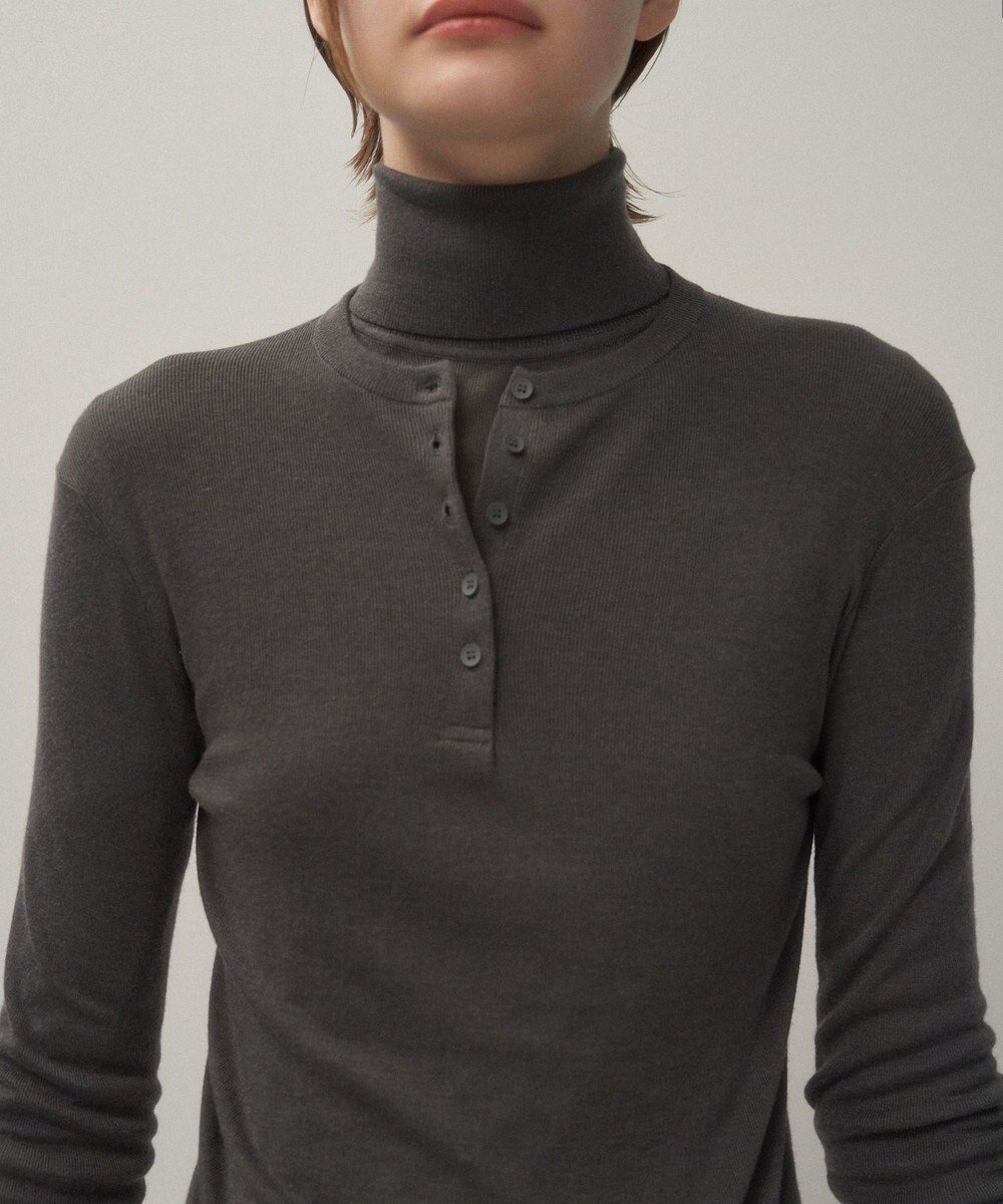 【エイトン/ATON】のTENCEL SILK CIRCULER RIB ヘンリーネックセーター インテリア・キッズ・メンズ・レディースファッション・服の通販 founy(ファニー) 　ファッション　Fashion　レディースファッション　Fashion for Women　トップス・カットソー　Cut & Sew Tops　ニット　Knit Tops & Sweaters　インナー　Innerwear　カットソー　Cut and Sewn Top　シルク　Silk, 100% Silk　セーター　Sweater, Knitwear　タートルネック　Turtleneck, High Neck　ボトム　Bottoms, Lower Wear　A/W・秋冬　Autumn/Winter　CHAROCAL GRAY|ID: prp329100004658638 ipo3291000000036299500
