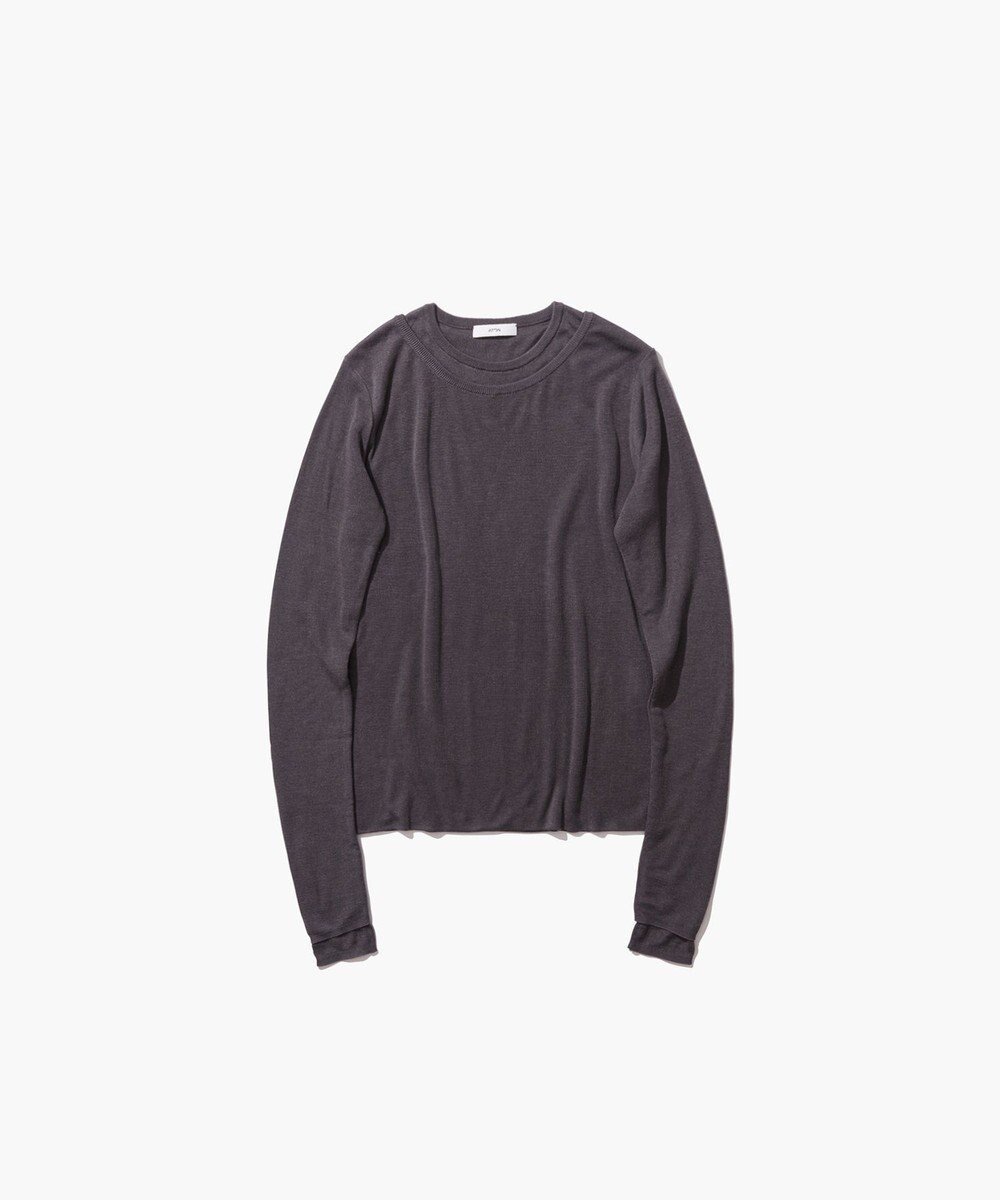 【エイトン/ATON】のTENCEL SILK CIRCULER RIB クルー&クルーレイヤード インテリア・キッズ・メンズ・レディースファッション・服の通販 founy(ファニー) 　ファッション　Fashion　レディースファッション　Fashion for Women　トップス・カットソー　Cut & Sew Tops　ニット　Knit Tops & Sweaters　インナー　Innerwear　カットソー　Cut and Sewn Top　シアー　Sheer, See-Through　シルク　Silk, 100% Silk　シンプル　Simple, Minimal　スウェット / スエット　Sweatshirt, Sweatwear　セーター　Sweater, Knitwear　タートルネック　Turtleneck, High Neck　A/W・秋冬　Autumn/Winter　CHAROCAL GRAY|ID: prp329100004658639 ipo3291000000033717178