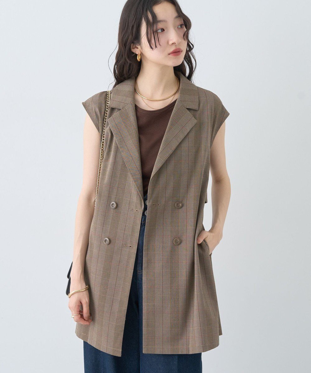 【アースミュージックアンドエコロジー/earth music&ecology】のショートジレンチ インテリア・キッズ・メンズ・レディースファッション・服の通販 founy(ファニー) 　ファッション　Fashion　レディースファッション　Fashion for Women　アウター　Coat / Outerwear Collection　コート・ロングコート・ピーコート　Long Coats, Peacoats & More　レディースジャケット・軽アウター　Jackets　トレンチコート / 春秋の定番アウター　Trench Coats　ジャケット　Jacket, Outerwear　フレア　Flare, Flared　ボトム　Bottoms, Lower Wear　ポケット　Pocket, Pocket Detail　秋　Autumn　A/W・秋冬　Autumn/Winter　Check Brown|ID: prp329100004658678 ipo3291000000033717448