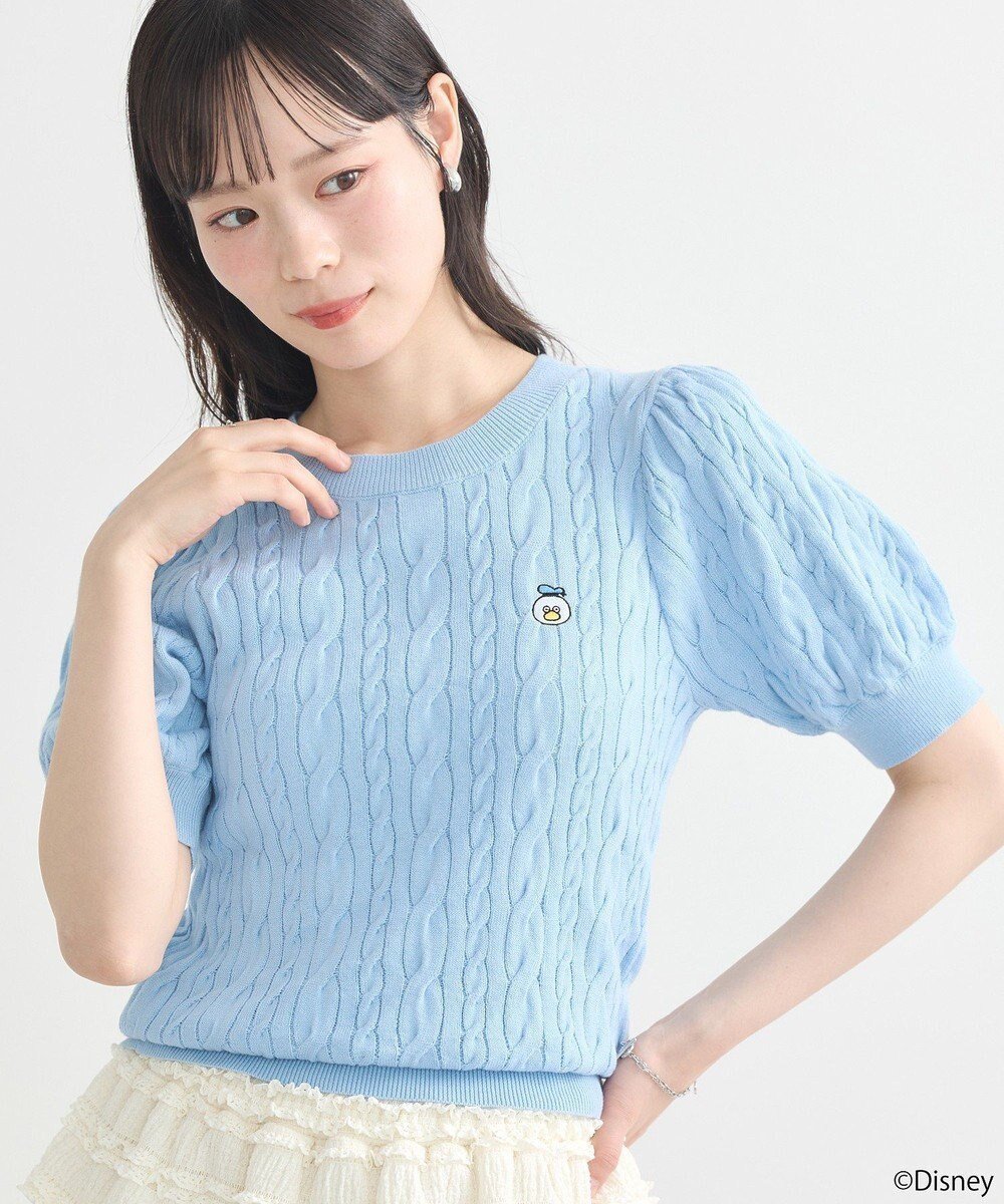 【アースミュージックアンドエコロジー/earth music&ecology】のDisney×Seiji Matsumoto刺繍ニット インテリア・キッズ・メンズ・レディースファッション・服の通販 founy(ファニー) 　ファッション　Fashion　レディースファッション　Fashion for Women　トップス・カットソー　Cut & Sew Tops　ニット　Knit Tops & Sweaters　おすすめ　Recommended / Our Picks　コンパクト　Compact, Small Size　セーター　Sweater, Knitwear　フィット　Fit, Slim Fit　ボトム　Bottoms, Lower Wear　ワイド　Wide, Wide Fit　A/W・秋冬　Autumn/Winter　Sax|ID: prp329100004658706 ipo3291000000033717578
