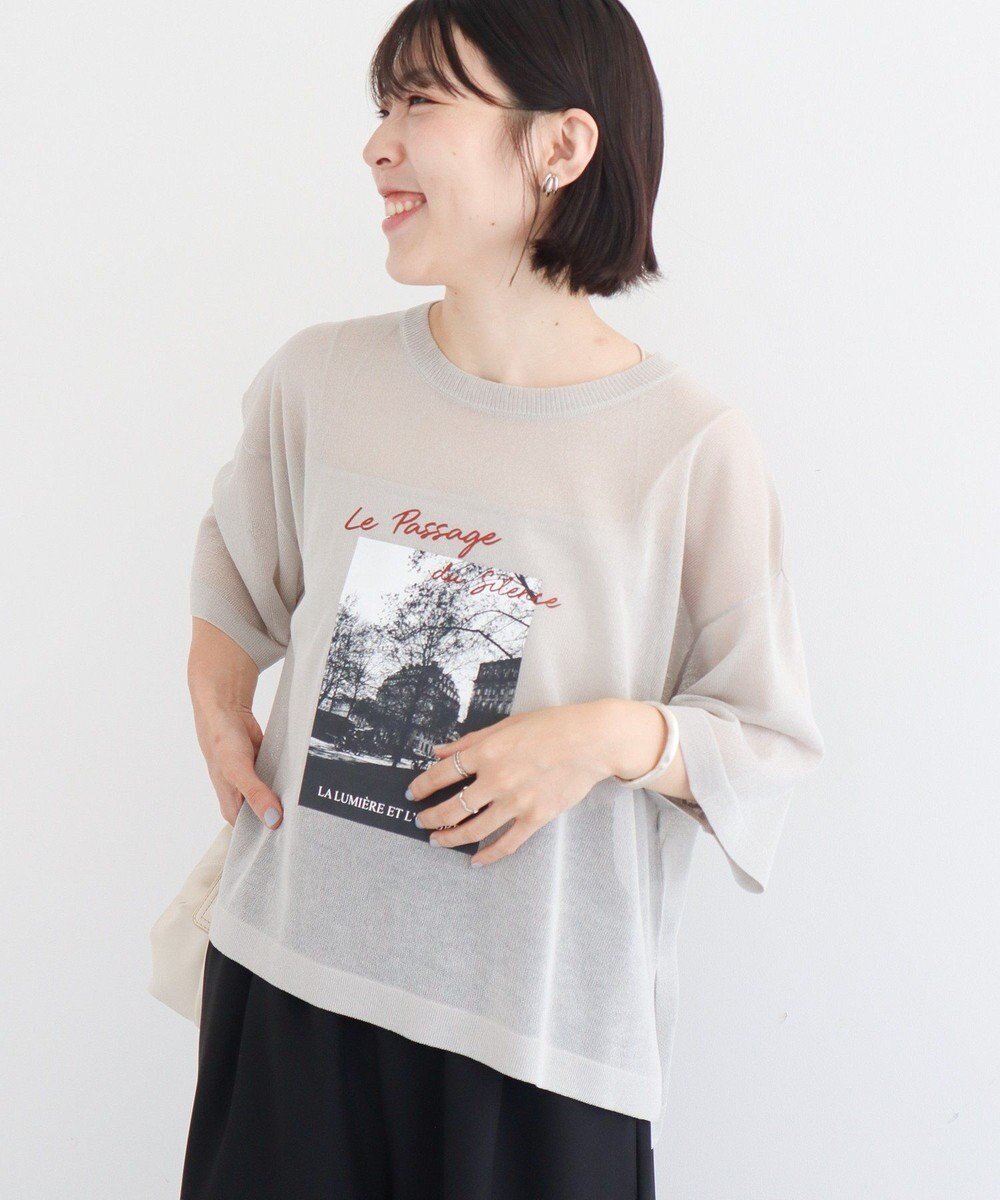 【グリーンパークス/Green Parks】のアソートロゴ半袖シアーニットプルオーバー 人気、トレンドファッション・服の通販 founy(ファニー) 　ファッション　Fashion　レディースファッション　Fashion for Women　トップス・カットソー　Cut & Sew Tops　ニット　Knit Tops & Sweaters　カジュアルプルオーバー・ニットトップス　Pullovers & Knit Tops / Casual Pullovers　おすすめ　Recommended / Our Picks　インナー　Innerwear　シアー　Sheer, See-Through　スリット　Slit, Slit Detail　セーター　Sweater, Knitwear　プリント　Print, Printed Pattern　ボトム　Bottoms, Lower Wear　ポケット　Pocket, Pocket Detail　半袖　Short Sleeve, Half Sleeve　A/W・秋冬　Autumn/Winter　 other-1|ID: prp329100004658736 ipo3291000000033717788