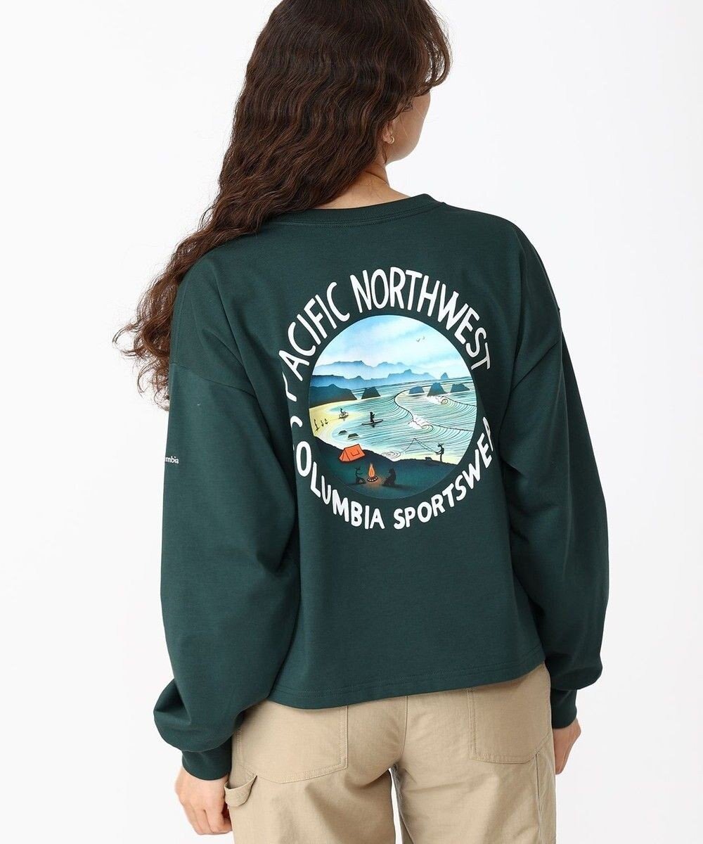 【コロンビア/Columbia】のColumbia/ ウィメンズレイクトゥーアベニューロングスリーブクロップドTシャツ /コロンビア インテリア・キッズ・メンズ・レディースファッション・服の通販 founy(ファニー) 　ファッション　Fashion　レディースファッション　Fashion for Women　トップス・カットソー　Cut & Sew Tops　シャツ・ブラウス・オフィスカジュアル　Elegant Blouses & Button-Ups　ロングTシャツ・Tシャツ　Longline T-Shirts & Tees　カットソー・ベーシックTシャツ　Cut-and-Sewn Tops / Stretch Tees & Basics　アウトドア　Outdoor Clothing　カットソー　Cut and Sewn Top　クロップド　Cropped, Short Length　グラフィック　Graphic, Graphic Design　トレンド　Trend, Trending Now　長袖　Long Sleeve, Full Sleeve　フィット　Fit, Slim Fit　フロント　Front, Front Design　メンズ　Men's, Menswear　リラックス　Relax, Relaxed Fit　A/W・秋冬　Autumn/Winter　S/S・春夏　SS, Spring/Summer, Warm Season　夏　Summer　Dark Forest|ID: prp329100004658827 ipo3291000000033718636