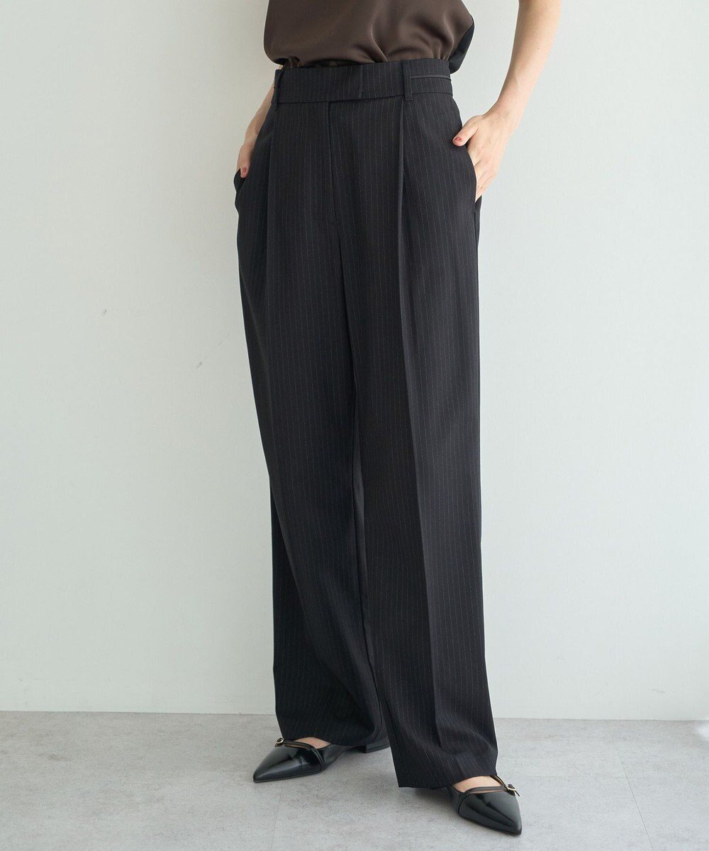 【イェッカ ヴェッカ/YECCA VECCA】のウエストデザインワイドストレートパンツ インテリア・キッズ・メンズ・レディースファッション・服の通販 founy(ファニー) 　ファッション　Fashion　レディースファッション　Fashion for Women　パンツ　Pants & Trousers　おすすめ　Recommended / Our Picks　ジャケット　Jacket, Outerwear　ストレッチ　Stretch, Stretchy Fabric　スラックス　Slacks, Dress Pants　セットアップ　Set-Up, Coordinated Outfit　ポケット　Pocket, Pocket Detail　A/W・秋冬　Autumn/Winter　Stripe|ID: prp329100004658893 ipo3291000000033846675