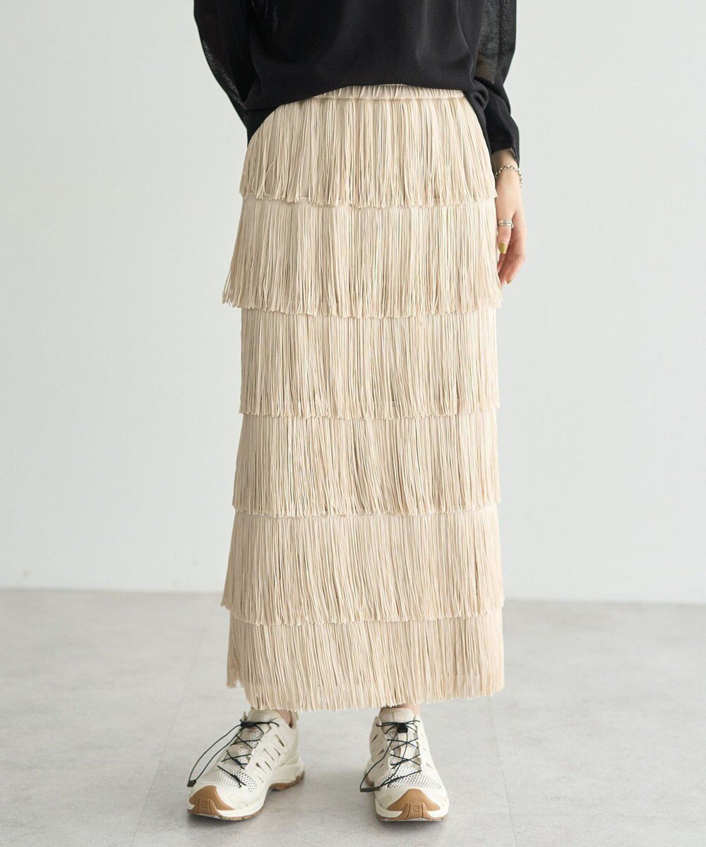 【イェッカ ヴェッカ/YECCA VECCA】のフリンジロングスカート インテリア・キッズ・メンズ・レディースファッション・服の通販 founy(ファニー) 　ファッション　Fashion　レディースファッション　Fashion for Women　スカート　Skirts　ロングスカート　Long Skirts / Maxi & Midi Skirts　おすすめ　Recommended / Our Picks　エレガント 上品　Elegant　ストレッチ　Stretch, Stretchy Fabric　フェミニン　Feminine, Girly　フリンジ　Fringe, Tassel　ポケット　Pocket, Pocket Detail　A/W・秋冬　Autumn/Winter　Light Beige|ID: prp329100004658899 ipo3291000000033719011
