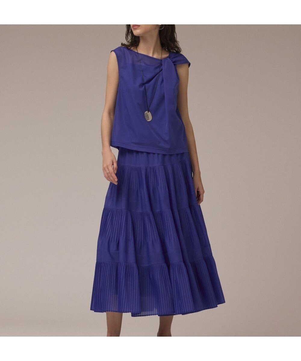 【グレース コンチネンタル/GRACE CONTINENTAL】のプリーツティアードスカート インテリア・キッズ・メンズ・レディースファッション・服の通販 founy(ファニー) 　ファッション　Fashion　レディースファッション　Fashion for Women　スカート　Skirts　ティアードスカート　Tiered Skirts　おすすめ　Recommended / Our Picks　オーガンジー　Organza Fabric　シンプル　Simple, Minimal　セットアップ　Set-Up, Coordinated Outfit　ティアードスカート　Tiered Skirt, Flounced Skirt　プリーツ　Pleats, Pleated　エレガント 上品　Elegant　夏　Summer　春　Spring　S/S・春夏　SS, Spring/Summer, Warm Season　ブルー|ID: prp329100004658946 ipo3291000000033719179