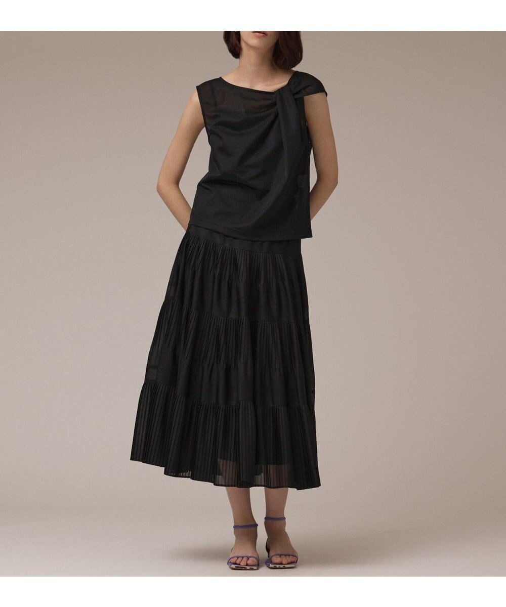 【グレース コンチネンタル/GRACE CONTINENTAL】のプリーツティアードスカート インテリア・キッズ・メンズ・レディースファッション・服の通販 founy(ファニー) 　ファッション　Fashion　レディースファッション　Fashion for Women　スカート　Skirts　ティアードスカート　Tiered Skirts　おすすめ　Recommended / Our Picks　オーガンジー　Organza Fabric　シンプル　Simple, Minimal　セットアップ　Set-Up, Coordinated Outfit　ティアードスカート　Tiered Skirt, Flounced Skirt　プリーツ　Pleats, Pleated　エレガント 上品　Elegant　夏　Summer　春　Spring　S/S・春夏　SS, Spring/Summer, Warm Season　ブラック|ID: prp329100004658946 ipo3291000000033719180
