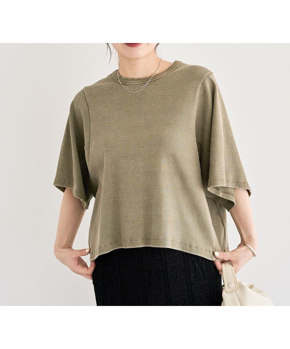 【グリーンパークス/Green Parks】の・SUGAR SPOON ワイドスリーブTEE インテリア・キッズ・メンズ・レディースファッション・服の通販 founy(ファニー) 　ファッション　Fashion　レディースファッション　Fashion for Women　トップス・カットソー　Cut & Sew Tops　シャツ・ブラウス・オフィスカジュアル　Elegant Blouses & Button-Ups　ロングTシャツ・Tシャツ　Longline T-Shirts & Tees　カットソー・ベーシックTシャツ　Cut-and-Sewn Tops / Stretch Tees & Basics　カットソー　Cut and Sewn Top　シンプル　Simple, Minimal　スタイリッシュ　Stylish, Fashionable　スリーブ　Sleeve, Long Sleeve / Short Sleeve　ポケット　Pocket, Pocket Detail　ワイド　Wide, Wide Fit　秋　Autumn　A/W・秋冬　Autumn/Winter　Khaki|ID: prp329100004658982 ipo3291000000033719389
