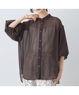【アースミュージックアンドエコロジー/earth music&ecology】のバルーンスリーブシアーシャツ 人気、トレンドファッション・服の通販 founy(ファニー) ファッション Fashion レディースファッション Fashion for Women トップス・カットソー Cut & Sew Tops シャツ・ブラウス・オフィスカジュアル Elegant Blouses & Button-Ups インナー Innerwear シアー Sheer, See-Through スリーブ Sleeve, Long Sleeve / Short Sleeve トレンド Trend, Trending Now バルーン Balloon, Balloon Silhouette フェミニン Feminine, Girly ヘムライン Hemline, Bottom Cut ボトム Bottoms, Lower Wear ポケット Pocket, Pocket Detail A/W・秋冬 Autumn/Winter |ID:prp329100004658994