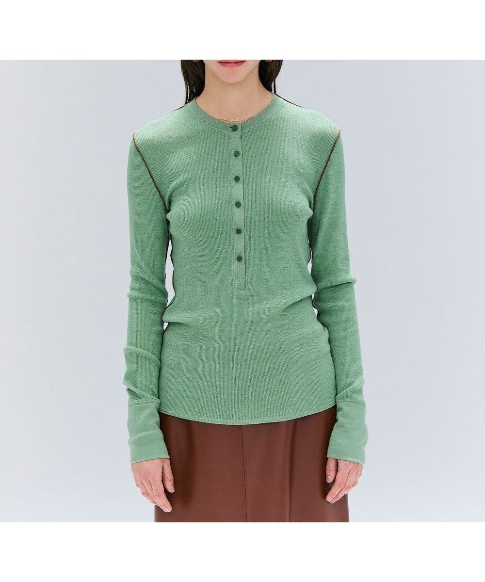 【ベイジ,/BEIGE,】の【洗える・GISELe 10月号掲載】FORD / ウール配色メローヘンリーネックカットソー インテリア・キッズ・メンズ・レディースファッション・服の通販 founy(ファニー) 　雑誌掲載アイテム　Magazine Picks & Fashion Features　ファッション雑誌　Fashion Magazines　ジゼル　GISELe　ファッション　Fashion　レディースファッション　Fashion for Women　トップス・カットソー　Cut & Sew Tops　シャツ・ブラウス・オフィスカジュアル　Elegant Blouses & Button-Ups　ロングTシャツ・Tシャツ　Longline T-Shirts & Tees　カットソー・ベーシックTシャツ　Cut-and-Sewn Tops / Stretch Tees & Basics　インナー　Innerwear　洗える　Machine Washable　カットソー　Cut and Sewn Top　カーディガン　Cardigan, Knitwear　10月号　October Issue　ジャケット　Jacket, Outerwear　雑誌　Magazine, Fashion Magazine　定番　Standard, Basic Item　人気　Popular, Best Seller　A/W・秋冬　Autumn/Winter　Sage|ID: prp329100004659005 ipo3291000000035844746