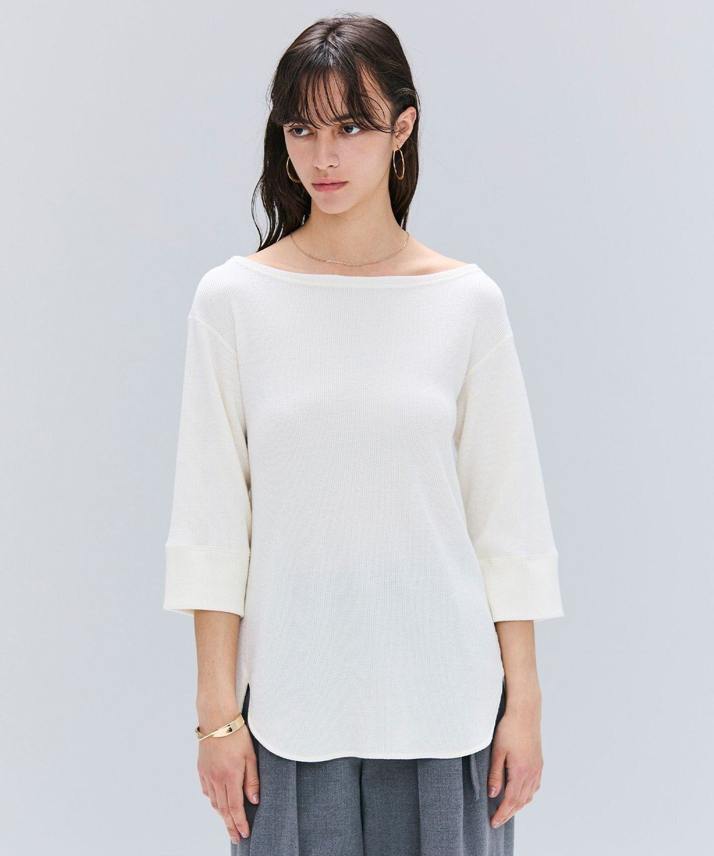 【ベイジ,/BEIGE,】の【洗える】GLOBE / コットンリブ7分袖カットソー インテリア・キッズ・メンズ・レディースファッション・服の通販 founy(ファニー) 　ファッション　Fashion　レディースファッション　Fashion for Women　トップス・カットソー　Cut & Sew Tops　シャツ・ブラウス・オフィスカジュアル　Elegant Blouses & Button-Ups　ロングTシャツ・Tシャツ　Longline T-Shirts & Tees　カットソー・ベーシックTシャツ　Cut-and-Sewn Tops / Stretch Tees & Basics　インナー　Innerwear　カットソー　Cut and Sewn Top　デコルテ　Décolleté, Neckline　バランス　Balance, Style Balance　ミックス　Mix, Mixed Style　リラックス　Relax, Relaxed Fit　ロング　Long, Long-Length　ワッフル　Waffle, Waffle Knit　洗える　Machine Washable　A/W・秋冬　Autumn/Winter　Ecru|ID: prp329100004659007 ipo3291000000033719537