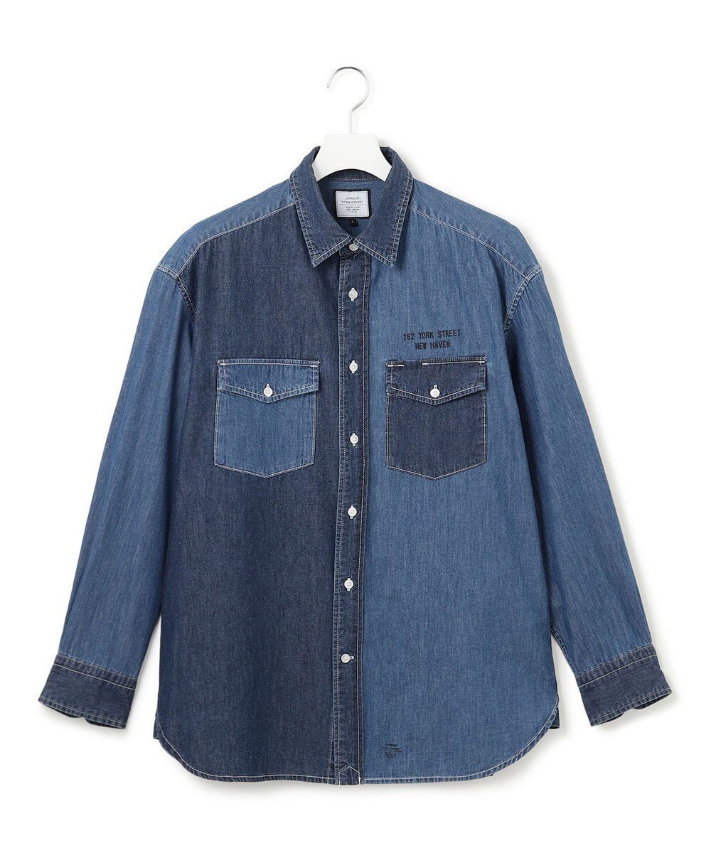 【ジェイプレスヨークストリート/J.PRESS YORK STREET】の【UNISEX】クレイジーパターン デニムシャツ インテリア・キッズ・メンズ・レディースファッション・服の通販 founy(ファニー) ファッション Fashion レディースファッション Fashion for Women トップス・カットソー Cut & Sew Tops シャツ・ブラウス・オフィスカジュアル Elegant Blouses & Button-Ups インナー Innerwear スリット Slit, Slit Detail デニム Denim, Jeans Material パッチ Patch, Appliqué フラップ Flap, Flap Pocket プリント Print, Printed Pattern ポケット Pocket, Pocket Detail ユニセックス Unisex, Genderless レギュラー Regular, Standard Fit A/W・秋冬 Autumn/Winter ネイビー系8|ID: prp329100004659016 ipo3291000000033719610