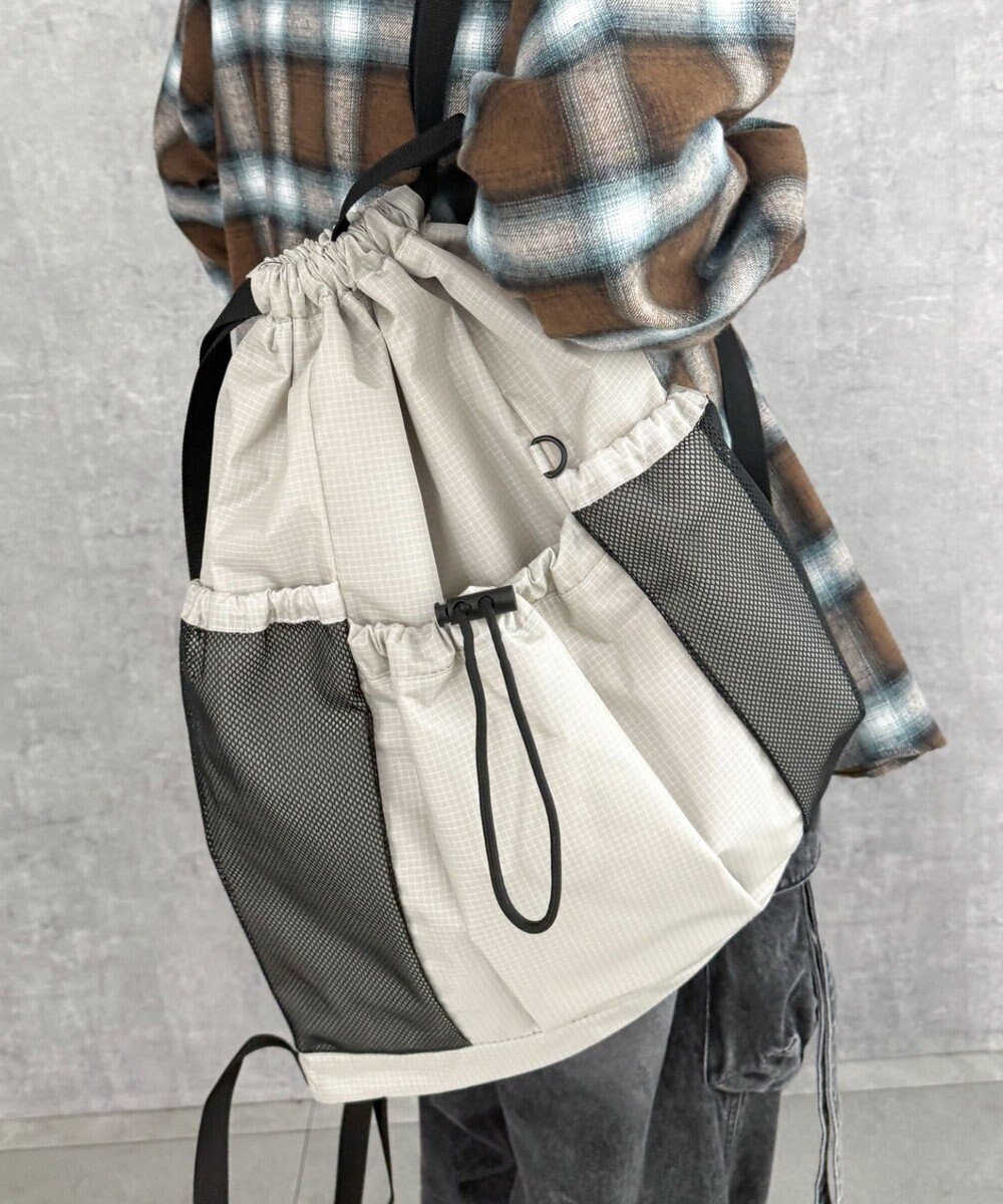 【ウィゴー/WEGO】の【ユニセックス着用ITEM】メッシュポケットナップサック インテリア・キッズ・メンズ・レディースファッション・服の通販 founy(ファニー) 　ファッション　Fashion　レディースファッション　Fashion for Women　バッグ　Bags　キーホルダー　Keychain, Key Holder　シンプル　Simple, Minimal　スマホ　Smartphone, Mobile Device　フロント　Front, Front Design　ポケット　Pocket, Pocket Detail　メッシュ　Mesh, Net Fabric　リュック　Backpack, Rucksack　ビジネス 仕事 通勤　Business / Work / Commuting　グレーその他|ID: prp329100004659053 ipo3291000000033719836