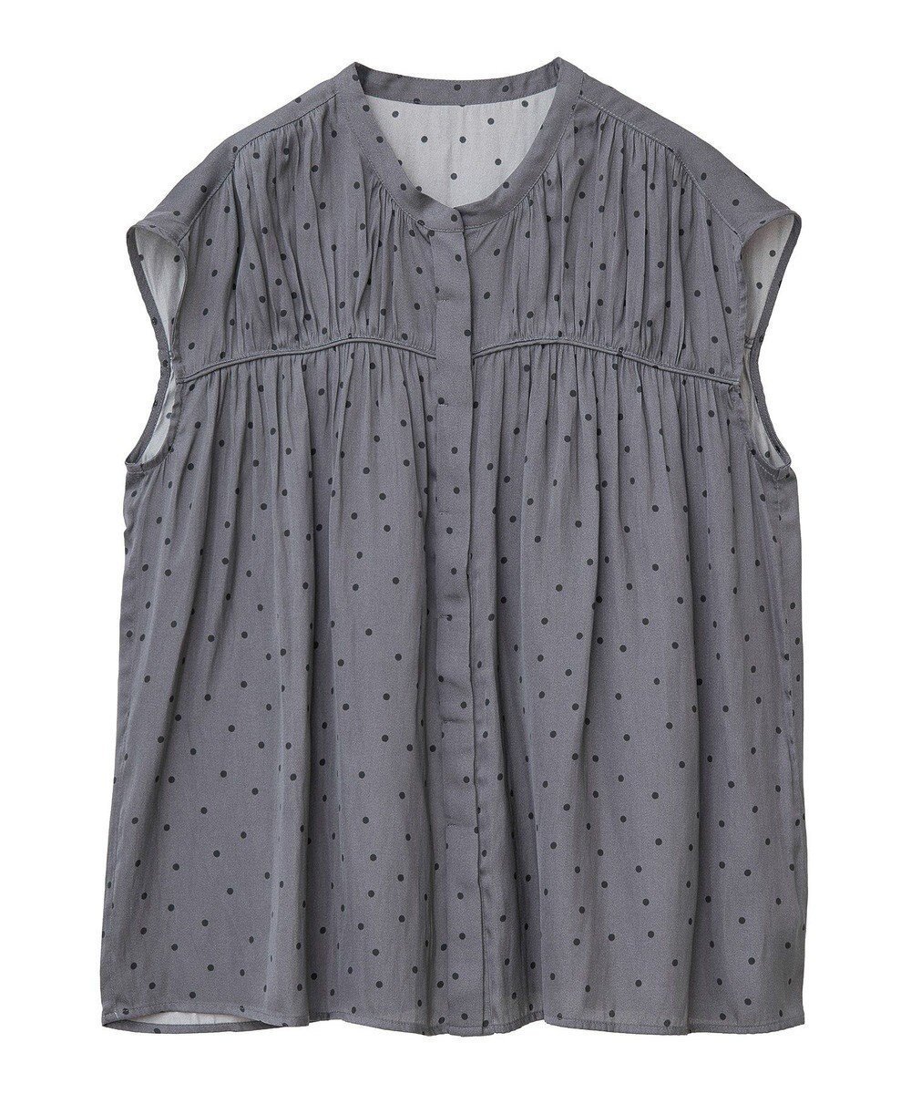 【イェッカ ヴェッカ/YECCA VECCA】のドット柄ギャザーブラウス インテリア・キッズ・メンズ・レディースファッション・服の通販 founy(ファニー) 　ファッション　Fashion　レディースファッション　Fashion for Women　トップス・カットソー　Cut & Sew Tops　シャツ・ブラウス・オフィスカジュアル　Elegant Blouses & Button-Ups　おすすめ　Recommended / Our Picks　ギャザー　Gathered, Ruffled　サテン　Satin, Glossy Fabric　ドット　Polka Dot, Dot Pattern　ポケット　Pocket, Pocket Detail　A/W・秋冬　Autumn/Winter　Charcoal Gray|ID: prp329100004659081 ipo3291000000034888774
