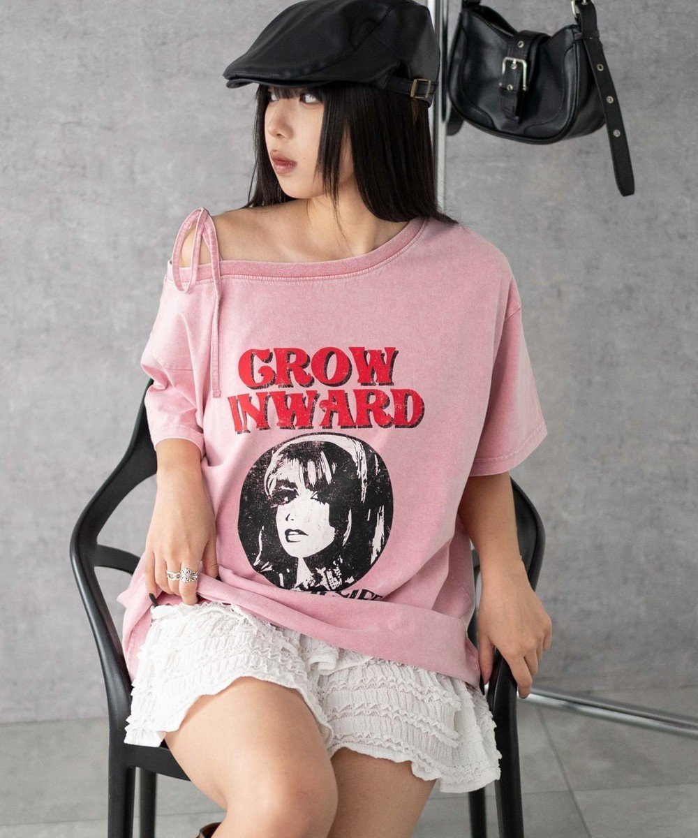 【ウィゴー/WEGO】の2WAYグラフィックワンショルBIGT インテリア・キッズ・メンズ・レディースファッション・服の通販 founy(ファニー) 　ファッション　Fashion　レディースファッション　Fashion for Women　トップス・カットソー　Cut & Sew Tops　シャツ・ブラウス・オフィスカジュアル　Elegant Blouses & Button-Ups　ロングTシャツ・Tシャツ　Longline T-Shirts & Tees　カットソー・ベーシックTシャツ　Cut-and-Sewn Tops / Stretch Tees & Basics　インナー　Innerwear　ウォッシュ　Washed Finish　春　Spring　カットソー　Cut and Sewn Top　スマホ　Smartphone, Mobile Device　デニム　Denim, Jeans Material　トレンド　Trend, Trending Now　半袖　Short Sleeve, Half Sleeve　リボン　Ribbon, Bow　レース　Lace, Lace Fabric　ワンショル　One Shoulder, Asymmetrical　S/S・春夏　SS, Spring/Summer, Warm Season　おすすめ　Recommended / Our Picks　夏　Summer　柄7|ID: prp329100004659152 ipo3291000000033720362