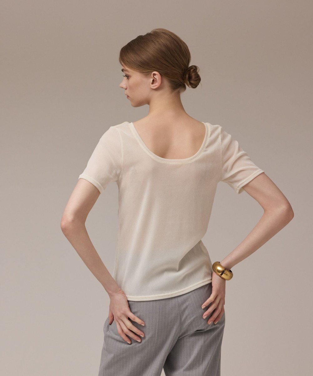 【グレース コンチネンタル/GRACE CONTINENTAL】のフロッキーチュールカットトップ 人気、トレンドファッション・服の通販 founy(ファニー) 　ファッション　Fashion　レディースファッション　Fashion for Women　トップス・カットソー　Cut & Sew Tops　シャツ・ブラウス・オフィスカジュアル　Elegant Blouses & Button-Ups　ロングTシャツ・Tシャツ　Longline T-Shirts & Tees　カットソー・ベーシックTシャツ　Cut-and-Sewn Tops / Stretch Tees & Basics　カットソー　Cut and Sewn Top　シンプル　Simple, Minimal　ストライプ　Stripe, Striped Pattern　デコルテ　Décolleté, Neckline　夏　Summer　春　Spring　S/S・春夏　SS, Spring/Summer, Warm Season　秋　Autumn　 other-1|ID: prp329100004659172 ipo3291000000033720437