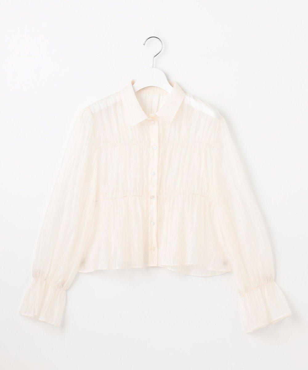 【フェルゥ/Feroux】の【洗える】シャーリング シアーシャツ インテリア・キッズ・メンズ・レディースファッション・服の通販 founy(ファニー) 　ファッション　Fashion　レディースファッション　Fashion for Women　トップス・カットソー　Cut & Sew Tops　シャツ・ブラウス・オフィスカジュアル　Elegant Blouses & Button-Ups　オーガンジー　Organza Fabric　春　Spring　洗える　Machine Washable　キャミワンピース　Cami Dress, Slip Dress　ギャザー　Gathered, Ruffled　シアー　Sheer, See-Through　シャーリング　Shirring, Ruched　スリーブ　Sleeve, Long Sleeve / Short Sleeve　フェミニン　Feminine, Girly　ペプラム　Peplum, Flared Hem　S/S・春夏　SS, Spring/Summer, Warm Season　おすすめ　Recommended / Our Picks　夏　Summer　アイボリー系|ID: prp329100004659176 ipo3291000000033720456