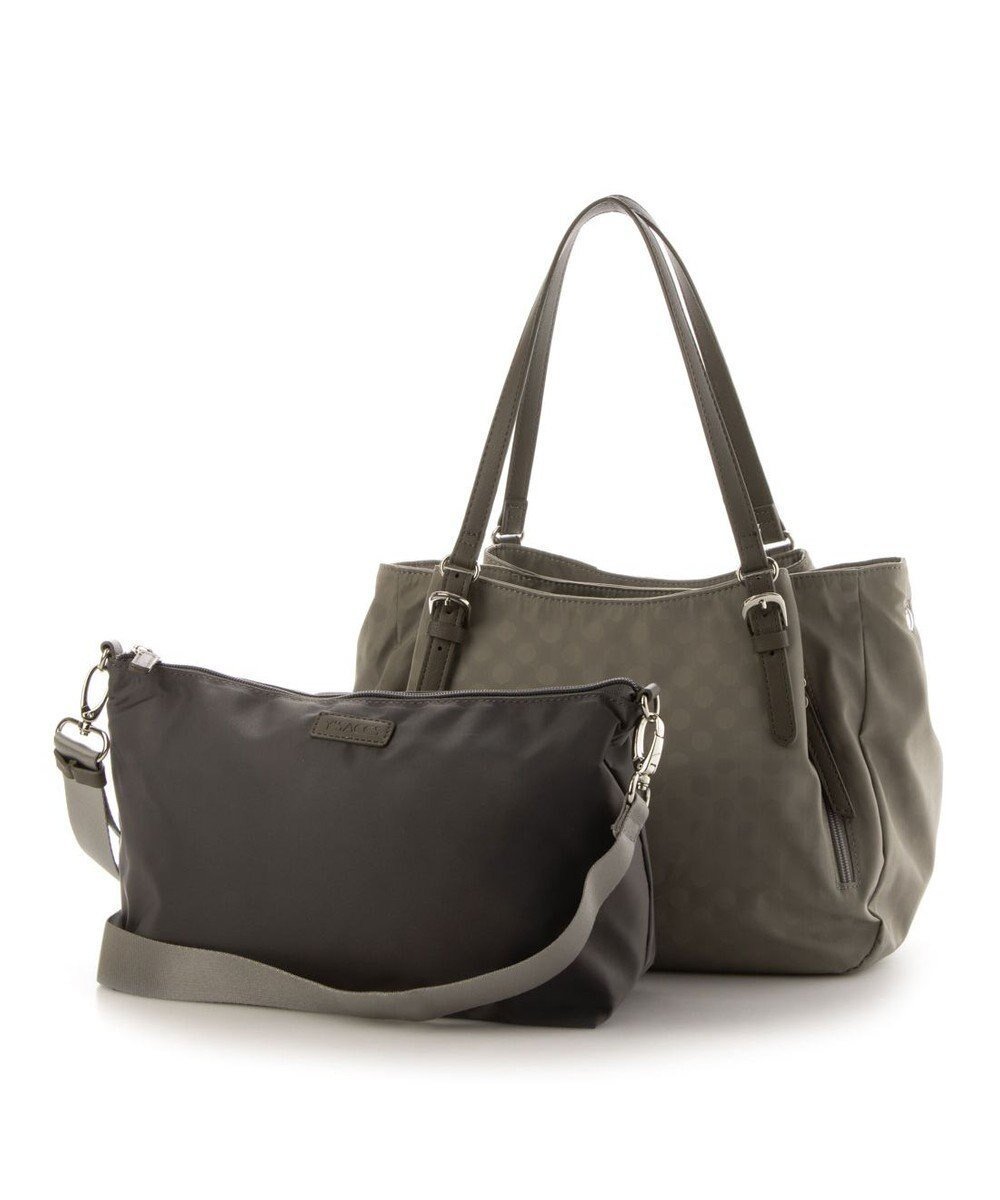 【イザック/Y'SACCS】のポーチ付きドットジャカードトート インテリア・キッズ・メンズ・レディースファッション・服の通販 founy(ファニー) 　ファッション　Fashion　レディースファッション　Fashion for Women　バッグ　Bags　ポーチ&ミニバッグ　Pouches & Mini Bags　ショルダー　Shoulder, Shoulder Strap　ショート　Short, Short Length　ジャカード／ジャガード　Jacquard, Woven Pattern　ドット　Polka Dot, Dot Pattern　ポケット　Pocket, Pocket Detail　ポーチ　Pouch, Small Case　人気　Popular, Best Seller　水玉　Polka Dot, Dot Pattern　グレージュ|ID: prp329100004659220 ipo3291000000034230254