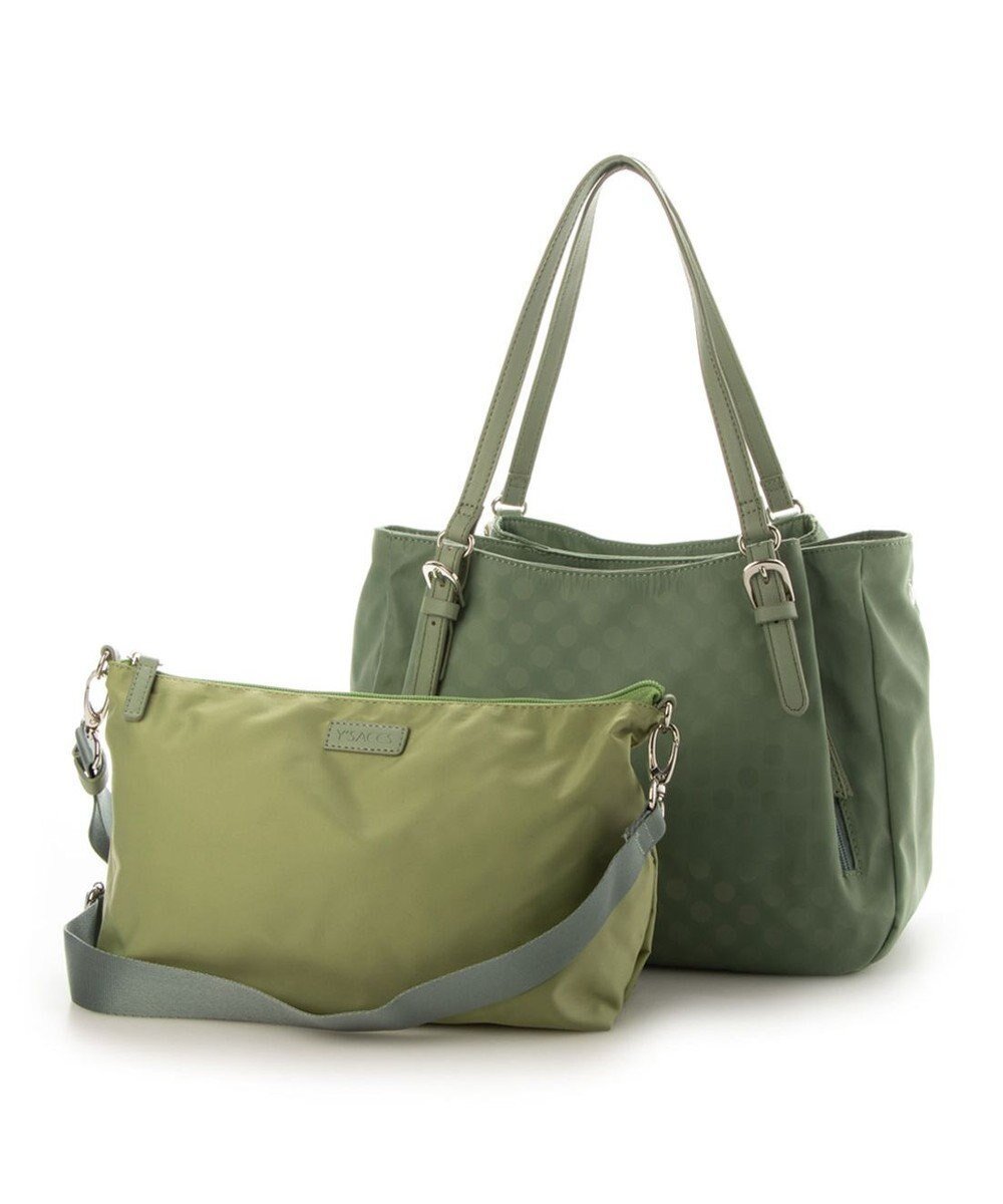 【イザック/Y'SACCS】のポーチ付きドットジャカードトート インテリア・キッズ・メンズ・レディースファッション・服の通販 founy(ファニー) 　ファッション　Fashion　レディースファッション　Fashion for Women　バッグ　Bags　ポーチ&ミニバッグ　Pouches & Mini Bags　ショルダー　Shoulder, Shoulder Strap　ショート　Short, Short Length　ジャカード／ジャガード　Jacquard, Woven Pattern　ドット　Polka Dot, Dot Pattern　ポケット　Pocket, Pocket Detail　ポーチ　Pouch, Small Case　人気　Popular, Best Seller　水玉　Polka Dot, Dot Pattern　ライトグリーン|ID: prp329100004659220 ipo3291000000034230256