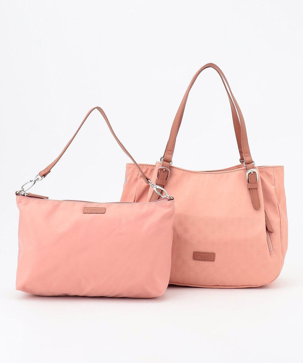 【イザック/Y'SACCS】のポーチ付きドットジャカードトート インテリア・キッズ・メンズ・レディースファッション・服の通販 founy(ファニー) 　ファッション　Fashion　レディースファッション　Fashion for Women　バッグ　Bags　ポーチ&ミニバッグ　Pouches & Mini Bags　ショルダー　Shoulder, Shoulder Strap　ショート　Short, Short Length　ジャカード／ジャガード　Jacquard, Woven Pattern　ドット　Polka Dot, Dot Pattern　ポケット　Pocket, Pocket Detail　ポーチ　Pouch, Small Case　人気　Popular, Best Seller　水玉　Polka Dot, Dot Pattern　ピンクベージュ|ID: prp329100004659220 ipo3291000000034230257