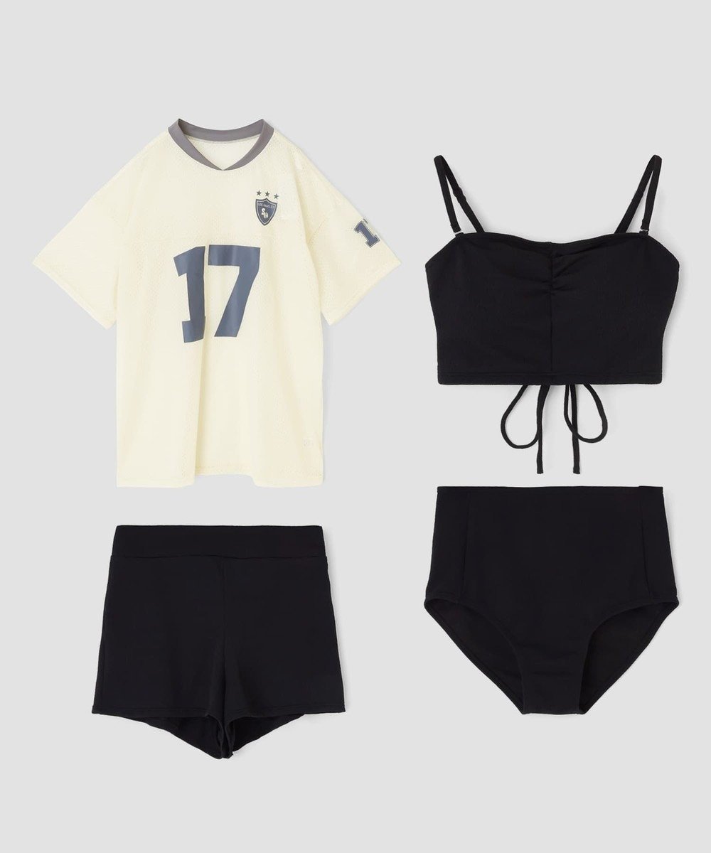 【三愛水着楽園/San-ai Resort】のWEB限定メッシュTシャツブラトップ4点セット水着 インテリア・キッズ・メンズ・レディースファッション・服の通販 founy(ファニー) 　ファッション　Fashion　レディースファッション　Fashion for Women　水着　Swimwear　レディース水着・ビーチウェア　Swimwear & Beachwear　アンダー　Underwear Essentials　クール　Cool, Chic　ショート　Short, Short Length　シンプル　Simple, Minimal　ポケット　Pocket, Pocket Detail　メッシュ　Mesh, Net Fabric　ラップ　Wrap, Wrap Design　レース　Lace, Lace Fabric　ワイヤー　Wire, Wired Bra　夏　Summer　S/S・春夏　SS, Spring/Summer, Warm Season　水着　Swimsuit, Swimwear　A/W・秋冬　Autumn/Winter　オフホワイト|ID: prp329100004659236 ipo3291000000034230341