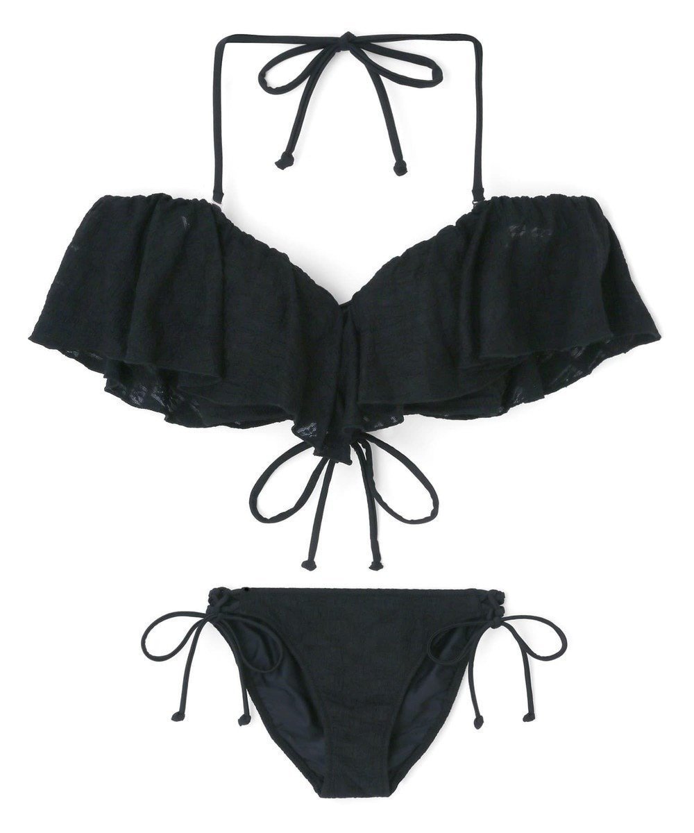 【三愛水着楽園/San-ai Resort】の軽い着け心地でしっかり盛れる【楽盛り水着】 フリルワイヤービキニ 9M・11L 【San-ai Resort(サンアイリゾート)】 インテリア・キッズ・メンズ・レディースファッション・服の通販 founy(ファニー) 　ファッション　Fashion　レディースファッション　Fashion for Women　水着　Swimwear　レディース水着・ビーチウェア　Swimwear & Beachwear　アンダー　Underwear Essentials　ショーツ　Shorts, Short Pants　デコルテ　Décolleté, Neckline　ビキニ　Bikini, Two-Piece Swimsuit　フェミニン　Feminine, Girly　フリル　Frill, Ruffle　ポケット　Pocket, Pocket Detail　水着　Swimsuit, Swimwear　ラップ　Wrap, Wrap Design　レース　Lace, Lace Fabric　ワイヤー　Wire, Wired Bra　A/W・秋冬　Autumn/Winter　S/S・春夏　SS, Spring/Summer, Warm Season　夏　Summer　エレガント 上品　Elegant　ブラック|ID: prp329100004659238 ipo3291000000034230346