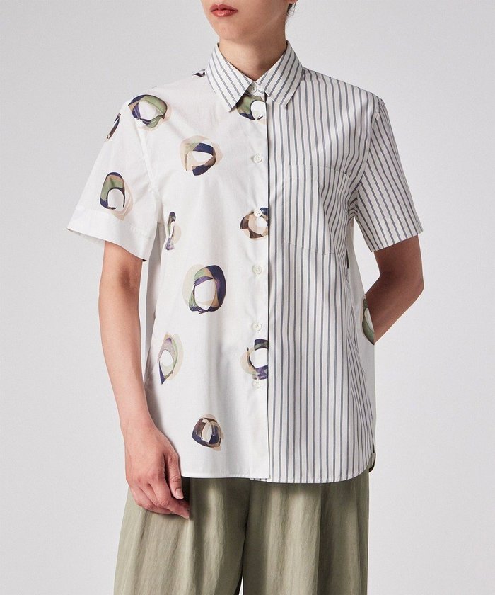 【ポール スミス/Paul Smith】のPainted Spot ミックスアップ 半袖シャツ インテリア・キッズ・メンズ・レディースファッション・服の通販 founy(ファニー) https://founy.com/ ファッション Fashion レディースファッション Fashion for Women トップス・カットソー Cut & Sew Tops シャツ・ブラウス・オフィスカジュアル Elegant Blouses & Button-Ups エレガント 上品 Elegant クラシック Classic, Timeless Style ストライプ Stripe, Striped Pattern デニム Denim, Jeans Material ドット Polka Dot, Dot Pattern ボックス Boxy, Box Shape ミックス Mix, Mixed Style ワイド Wide, Wide Fit ワーク Workwear, Utility Style 半袖 Short Sleeve, Half Sleeve 夏 Summer S/S・春夏 SS, Spring/Summer, Warm Season A/W・秋冬 Autumn/Winter |ID: prp329100004659245 ipo3291000000033720825