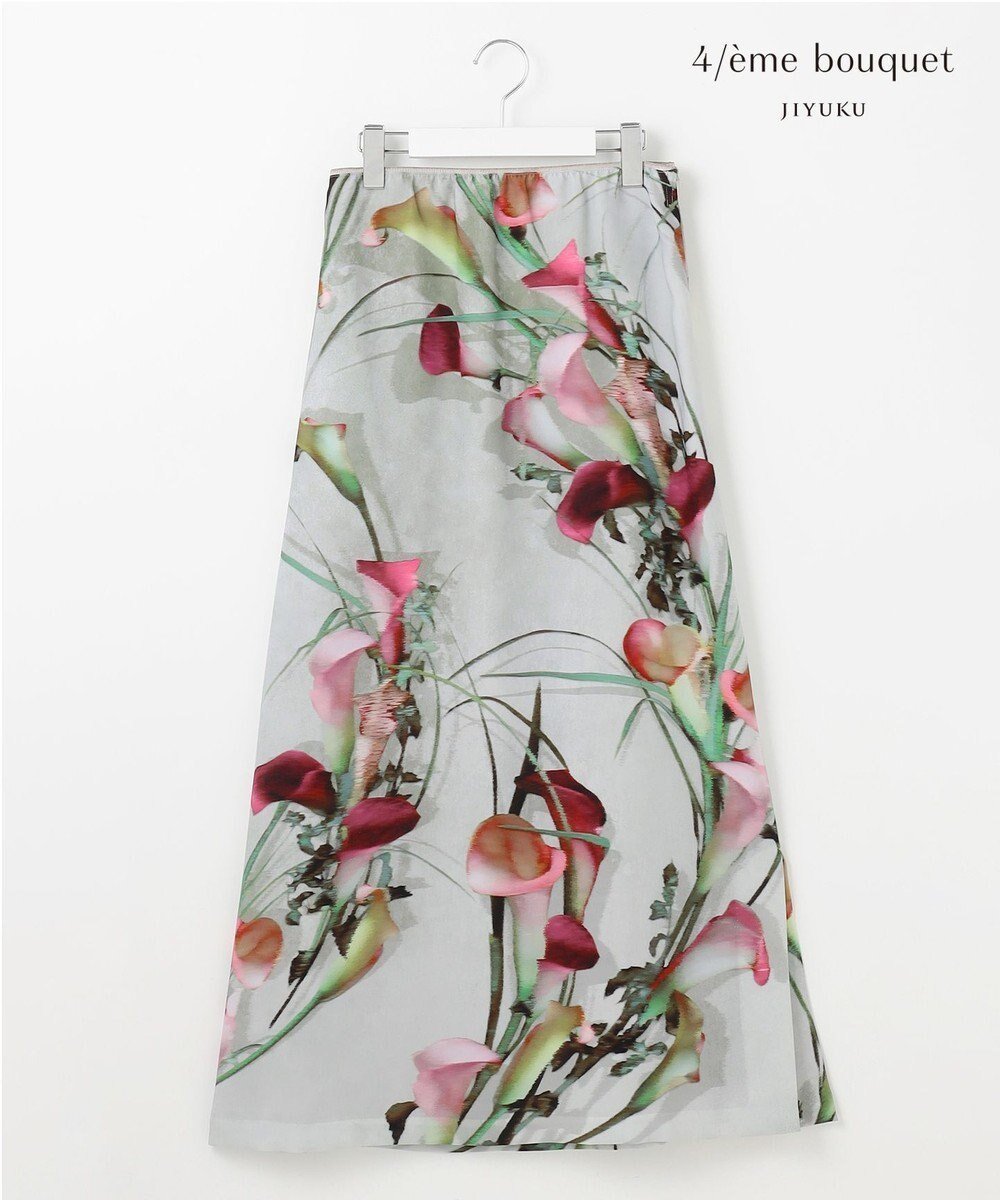 【自由区/JIYU-KU】の【カトリエムブーケ】Calla カラーモチーフスカート インテリア・キッズ・メンズ・レディースファッション・服の通販 founy(ファニー) 　ファッション　Fashion　レディースファッション　Fashion for Women　スカート　Skirts　サテン　Satin, Glossy Fabric　ストレッチ　Stretch, Stretchy Fabric　フラワー　Flower, Floral　フランス　France, French　フレンチ　French, French Style　プリント　Print, Printed Pattern　モチーフ　Motif, Design Theme　A/W・秋冬　Autumn/Winter　サンドベージュ|ID: prp329100004659326 ipo3291000000033721149