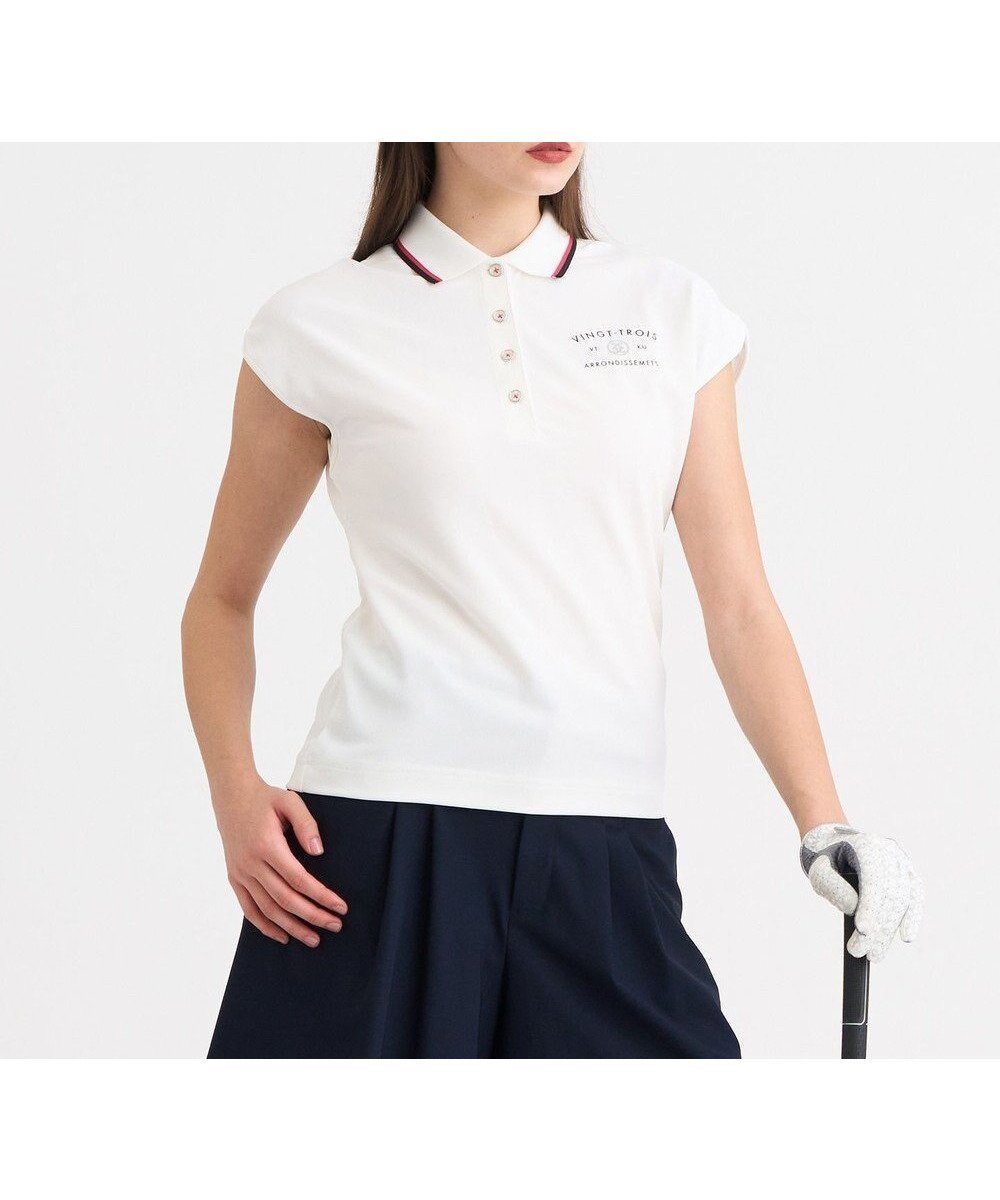 【23区 ゴルフ/NIJYUSANKU GOLF】の【WOMEN】遮熱エイトムーブポロ フレンチスリーブ ストレッチ性 吸水速乾 UVカット 人気、トレンドファッション・服の通販 founy(ファニー) 　ファッション　Fashion　レディースファッション　Fashion for Women　トップス・カットソー　Cut & Sew Tops　シャツ・ブラウス・オフィスカジュアル　Elegant Blouses & Button-Ups　ポロシャツ・きれいめカジュアル　Smart-Casual Polo Tops　ゴルフ　Golf　ストレッチ　Stretch, Stretchy Fabric　スリーブ　Sleeve, Long Sleeve / Short Sleeve　フレンチ　French, French Style　ポロシャツ　Polo Shirt, Collared Tee　エレガント 上品　Elegant　吸水　Absorbent, Quick-Dry　夏　Summer　春　Spring　S/S・春夏　SS, Spring/Summer, Warm Season　 other-1|ID: prp329100004659371 ipo3291000000033721344