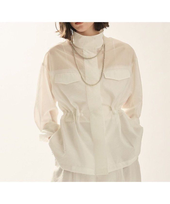 【アンクレイヴ/uncrave】のシアーオーガンジー ミリタリーブルゾン インテリア・キッズ・メンズ・レディースファッション・服の通販 founy(ファニー) https://founy.com/ ファッション Fashion レディースファッション Fashion for Women アウター Coat / Outerwear Collection レディースジャケット・軽アウター Jackets ブルゾンジャケット・スポーティアウター Blouson Jackets エアリー Airy Texture オーガンジー Organza Fabric シアー Sheer, See-Through シンプル Simple, Minimal ジャケット Jacket, Outerwear スタンド Stand Collar, Upright Stand ドローコード Drawcord, Drawstring Cord ブライト Bright, Shiny ブルゾン Blouson, Bomber Jacket ポケット Pocket, Pocket Detail ミリタリー Military, Army Style ワイド Wide, Wide Fit A/W・秋冬 Autumn/Winter エレガント 上品 Elegant |ID: prp329100004659404 ipo3291000000033721466