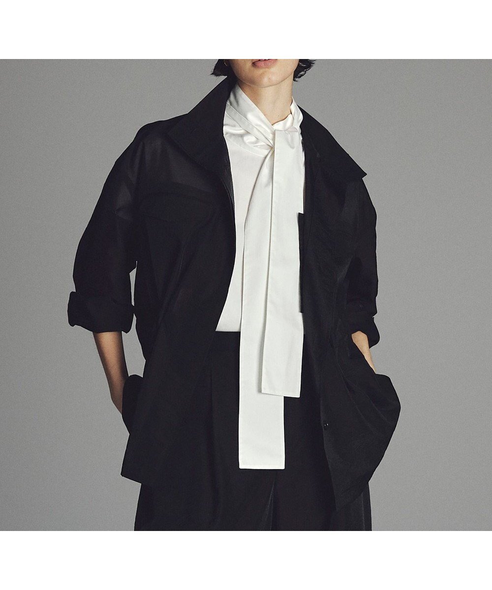 【アンクレイヴ/uncrave】のシアーオーガンジー ミリタリーブルゾン インテリア・キッズ・メンズ・レディースファッション・服の通販 founy(ファニー) 　ファッション　Fashion　レディースファッション　Fashion for Women　アウター　Coat / Outerwear Collection　レディースジャケット・軽アウター　Jackets　ブルゾンジャケット・スポーティアウター　Blouson Jackets　エアリー　Airy Texture　オーガンジー　Organza Fabric　シアー　Sheer, See-Through　シンプル　Simple, Minimal　ジャケット　Jacket, Outerwear　スタンド　Stand Collar, Upright Stand　ドローコード　Drawcord, Drawstring Cord　ブライト　Bright, Shiny　ブルゾン　Blouson, Bomber Jacket　ポケット　Pocket, Pocket Detail　ミリタリー　Military, Army Style　ワイド　Wide, Wide Fit　A/W・秋冬　Autumn/Winter　エレガント 上品　Elegant　ブラック|ID: prp329100004659404 ipo3291000000033721471
