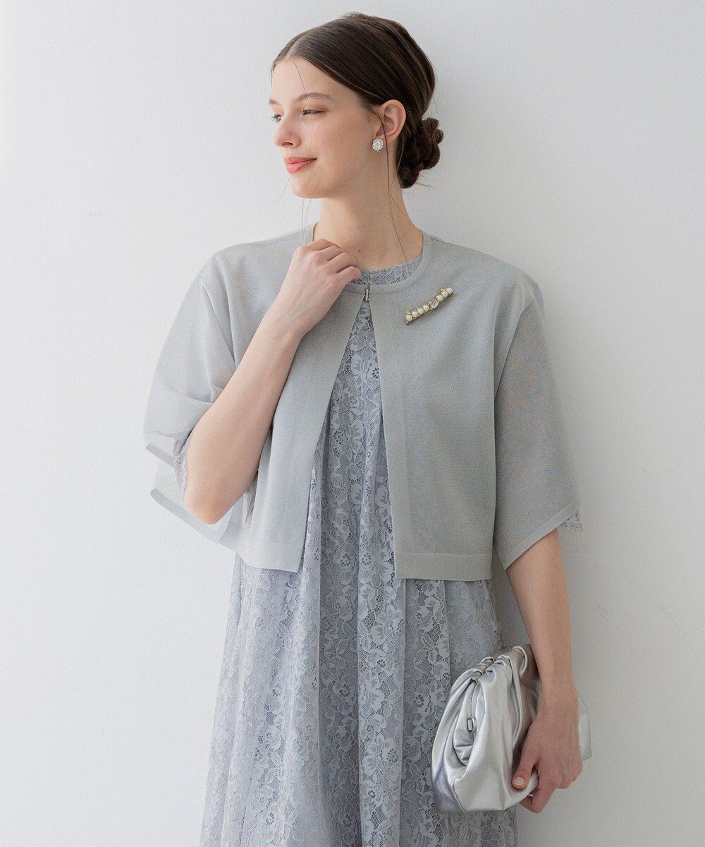 【23区/NIJYUSANKU】の【APPLAUDIR】グロッシーニット ボレロカーディガン 人気、トレンドファッション・服の通販 founy(ファニー) 　ファッション　Fashion　レディースファッション　Fashion for Women　トップス・カットソー　Cut & Sew Tops　ニット　Knit Tops & Sweaters　カーディガン・羽織り　Layered Style Cardigans　アクセサリー　Fashion Accessories　エレガント 上品　Elegant　春　Spring　カットソー　Cut and Sewn Top　カーディガン　Cardigan, Knitwear　シアー　Sheer, See-Through　ショート　Short, Short Length　シルバー　Silver, Metallic Silver　スリット　Slit, Slit Detail　ドレス　Dress, One-Piece　ドレープ　Drape, Draping Fabric　ノースリーブ　Sleeveless, No-Sleeve　バランス　Balance, Style Balance　パーティ　Party, Party Style　フロント　Front, Front Design　ボレロ　Bolero, Short Cardigan　メタル　Metal, Metal Parts　S/S・春夏　SS, Spring/Summer, Warm Season　夏　Summer　結婚式　Wedding　2025年　2025　2025春夏・S/S　Spring/Summer 2025 SS25　 other-1|ID: prp329100004659457 ipo3291000000034364850