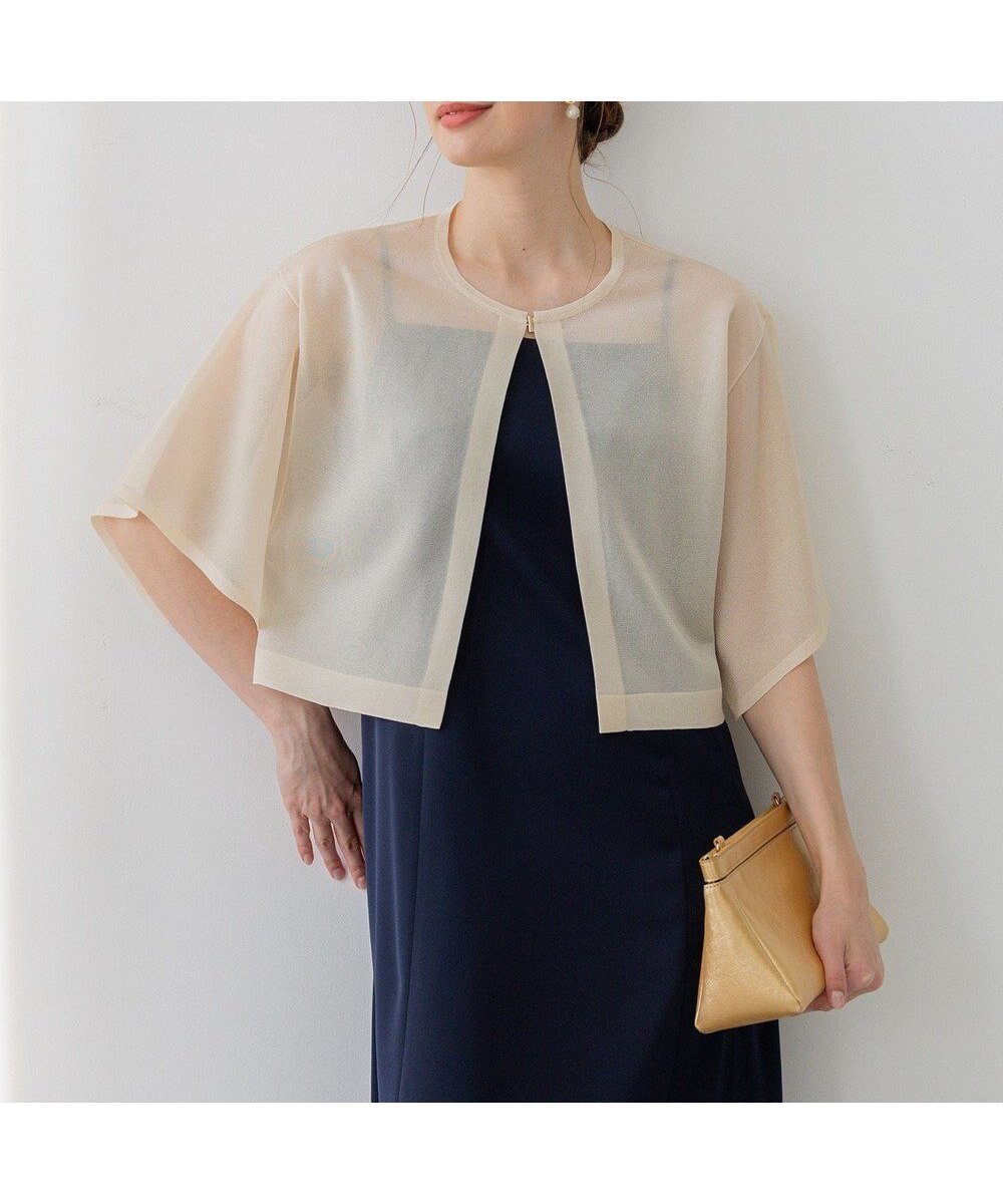 【23区/NIJYUSANKU】の【APPLAUDIR】グロッシーニット ボレロカーディガン インテリア・キッズ・メンズ・レディースファッション・服の通販 founy(ファニー) 　ファッション　Fashion　レディースファッション　Fashion for Women　トップス・カットソー　Cut & Sew Tops　ニット　Knit Tops & Sweaters　カーディガン・羽織り　Layered Style Cardigans　アクセサリー　Fashion Accessories　エレガント 上品　Elegant　春　Spring　カットソー　Cut and Sewn Top　カーディガン　Cardigan, Knitwear　シアー　Sheer, See-Through　ショート　Short, Short Length　シルバー　Silver, Metallic Silver　スリット　Slit, Slit Detail　ドレス　Dress, One-Piece　ドレープ　Drape, Draping Fabric　ノースリーブ　Sleeveless, No-Sleeve　バランス　Balance, Style Balance　パーティ　Party, Party Style　フロント　Front, Front Design　ボレロ　Bolero, Short Cardigan　メタル　Metal, Metal Parts　S/S・春夏　SS, Spring/Summer, Warm Season　夏　Summer　結婚式　Wedding　2025年　2025　2025春夏・S/S　Spring/Summer 2025 SS25　シャンパン系|ID: prp329100004659457 ipo3291000000034364853