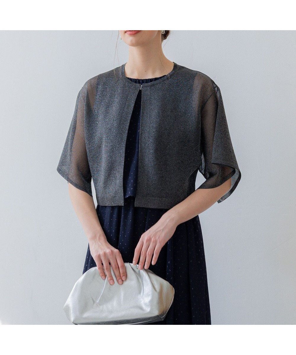 【23区/NIJYUSANKU】の【APPLAUDIR】グロッシーニット ボレロカーディガン インテリア・キッズ・メンズ・レディースファッション・服の通販 founy(ファニー) 　ファッション　Fashion　レディースファッション　Fashion for Women　トップス・カットソー　Cut & Sew Tops　ニット　Knit Tops & Sweaters　カーディガン・羽織り　Layered Style Cardigans　アクセサリー　Fashion Accessories　エレガント 上品　Elegant　春　Spring　カットソー　Cut and Sewn Top　カーディガン　Cardigan, Knitwear　シアー　Sheer, See-Through　ショート　Short, Short Length　シルバー　Silver, Metallic Silver　スリット　Slit, Slit Detail　ドレス　Dress, One-Piece　ドレープ　Drape, Draping Fabric　ノースリーブ　Sleeveless, No-Sleeve　バランス　Balance, Style Balance　パーティ　Party, Party Style　フロント　Front, Front Design　ボレロ　Bolero, Short Cardigan　メタル　Metal, Metal Parts　S/S・春夏　SS, Spring/Summer, Warm Season　夏　Summer　結婚式　Wedding　2025年　2025　2025春夏・S/S　Spring/Summer 2025 SS25　ブラック系|ID: prp329100004659457 ipo3291000000034364854