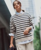 【23区/NIJYUSANKU】の【見上愛さん着用/Oggi・STORY掲載】ピュアカシミヤ クルーネック ニット ベージュ×チャコール|ID: prp329100004659557 ipo3291000000035535402