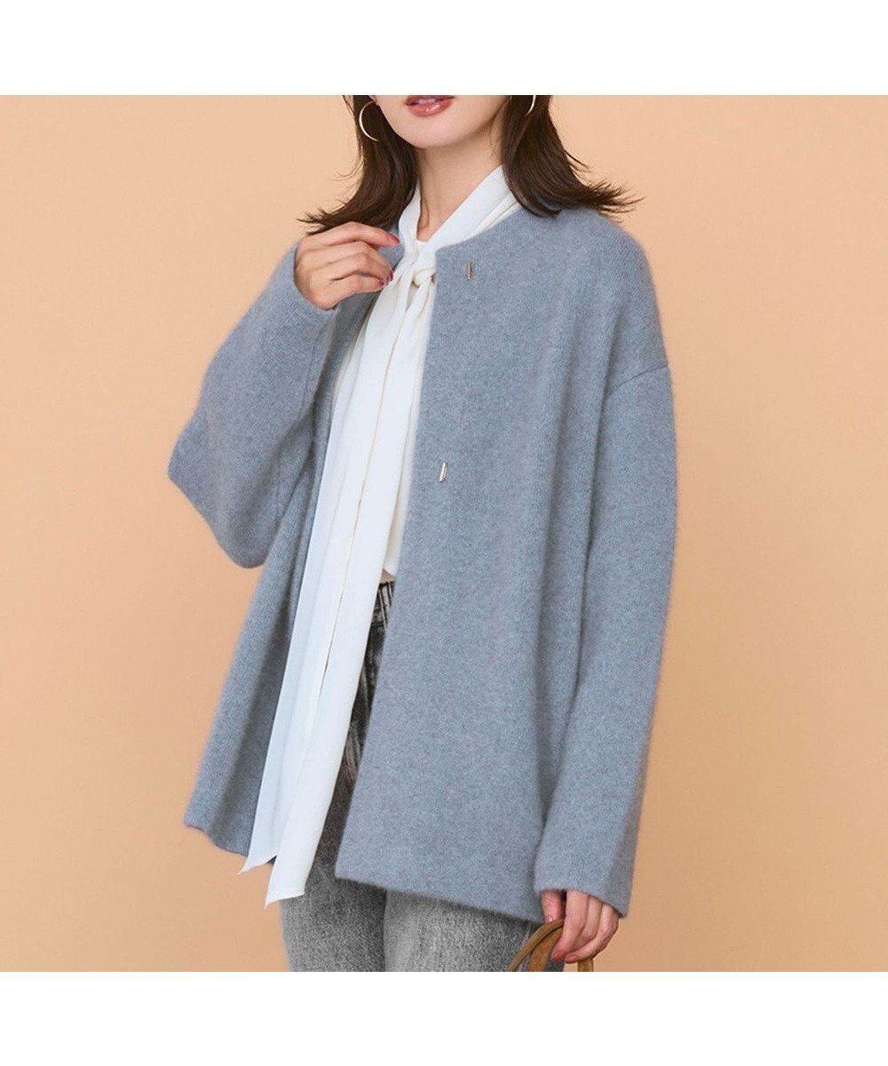 【23区/NIJYUSANKU】の【見上愛さん着用/洗える】ラクーンブレンドダブルフェイス ニット アウター インテリア・キッズ・メンズ・レディースファッション・服の通販 founy(ファニー)  ファッション Fashion レディースファッション Fashion for Women アウター Coat / Outerwear Collection レディースジャケット・軽アウター Jackets インナー Innerwear 洗える Machine Washable カーディガン Cardigan, Knitwear コーディガン Coatigan, Knit Coat ジャケット Jacket, Outerwear ダブル Double, Double-Breasted フェイス Face, Facial Design ポケット Pocket, Pocket Detail A/W・秋冬 Autumn/Winter 冬 Winter / This Winter エレガント 上品 Elegant 2025年 2025 2025-2026秋冬・A/W Autumn/Winter 2025–26 AW25–26 スカイブルー系|ID: prp329100004659619 ipo3291000000034329824