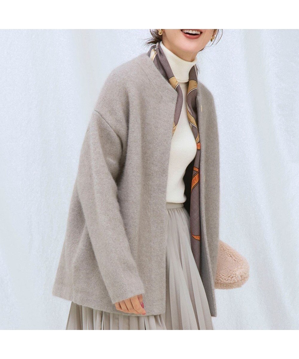 【23区/NIJYUSANKU】の【見上愛さん着用】ラクーンブレンドダブルフェイス ニット アウター インテリア・キッズ・メンズ・レディースファッション・服の通販 founy(ファニー) 　ファッション　Fashion　レディースファッション　Fashion for Women　アウター　Coat / Outerwear Collection　レディースジャケット・軽アウター　Jackets　インナー　Innerwear　カーディガン　Cardigan, Knitwear　コーディガン　Coatigan, Knit Coat　ジャケット　Jacket, Outerwear　ダブル　Double, Double-Breasted　フェイス　Face, Facial Design　ポケット　Pocket, Pocket Detail　A/W・秋冬　Autumn/Winter　冬　Winter / This Winter　エレガント 上品　Elegant　2025年　2025　2025-2026秋冬・A/W　Autumn/Winter 2025–26 AW25–26　ベージュ系|ID: prp329100004659619 ipo3291000000035710090