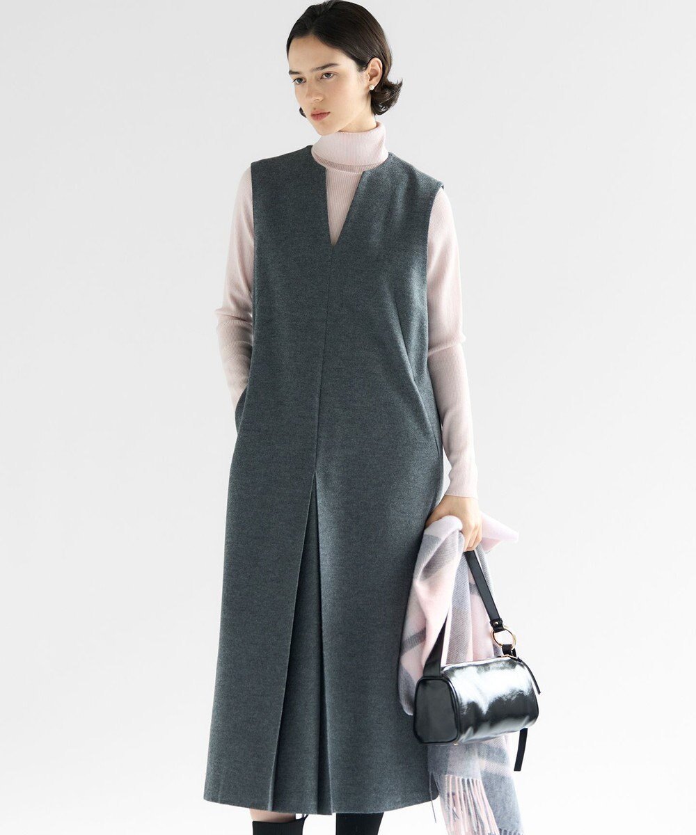 【23区/NIJYUSANKU】のウールミルドジャージー ボックスタック ジャンパースカート インテリア・キッズ・メンズ・レディースファッション・服の通販 founy(ファニー) 　ファッション　Fashion　レディースファッション　Fashion for Women　スカート　Skirts　インナー　Innerwear　カットソー　Cut and Sewn Top　シアー　Sheer, See-Through　ストレッチ　Stretch, Stretchy Fabric　フォルム　Silhouette, Form　ボックス　Boxy, Box Shape　A/W・秋冬　Autumn/Winter　冬　Winter / This Winter　2025年　2025　2025-2026秋冬・A/W　Autumn/Winter 2025–26 AW25–26　グレー系|ID: prp329100004659624 ipo3291000000033846768