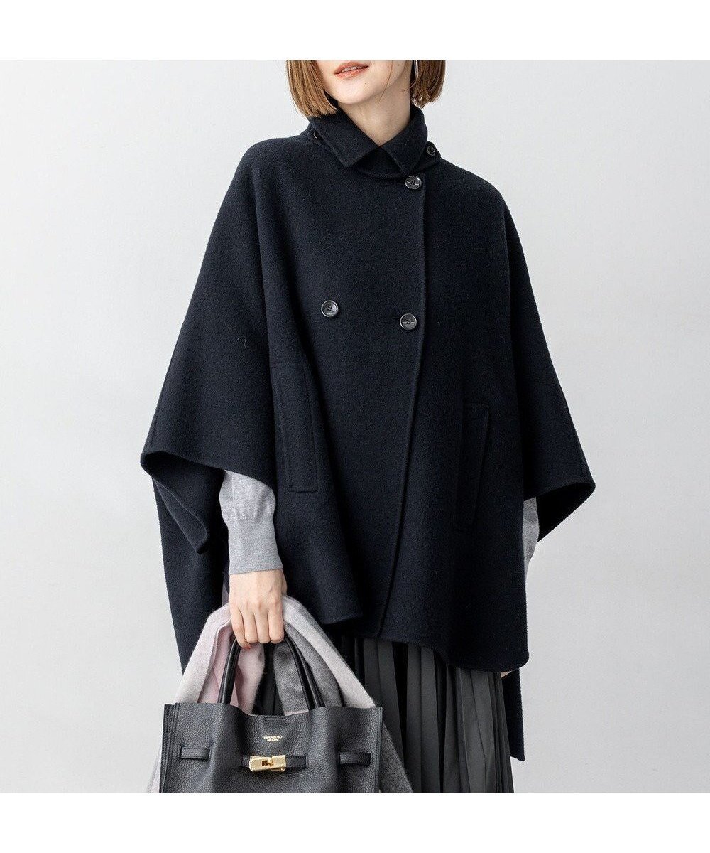 【23区/NIJYUSANKU】の【見上愛さん着用/Oggi11月号掲載】ウールライトリバー ポンチョシルエット コート インテリア・キッズ・メンズ・レディースファッション・服の通販 founy(ファニー) 　雑誌掲載アイテム　Magazine Picks & Fashion Features　ファッション雑誌　Fashion Magazines　オッジ　Oggi　ファッション　Fashion　レディースファッション　Fashion for Women　アウター　Coat / Outerwear Collection　コート・ロングコート・ピーコート　Long Coats, Peacoats & More　レディースジャケット・軽アウター　Jackets　ポンチョ・ケープコート　Ponchos & Capes　クラシカル　Classical, Vintage-Inspired　11月号　November Issue　ジャケット　Jacket, Outerwear　雑誌　Magazine, Fashion Magazine　バランス　Balance, Style Balance　フラップ　Flap, Flap Pocket　フロント　Front, Front Design　ボトム　Bottoms, Lower Wear　ポンチョ　Poncho, Cape Style　防寒　Cold Protection, Winter-Ready　リラックス　Relax, Relaxed Fit　A/W・秋冬　Autumn/Winter　冬　Winter / This Winter　エレガント 上品　Elegant　2025年　2025　2025-2026秋冬・A/W　Autumn/Winter 2025–26 AW25–26　ブラック系|ID: prp329100004659630 ipo3291000000033871527
