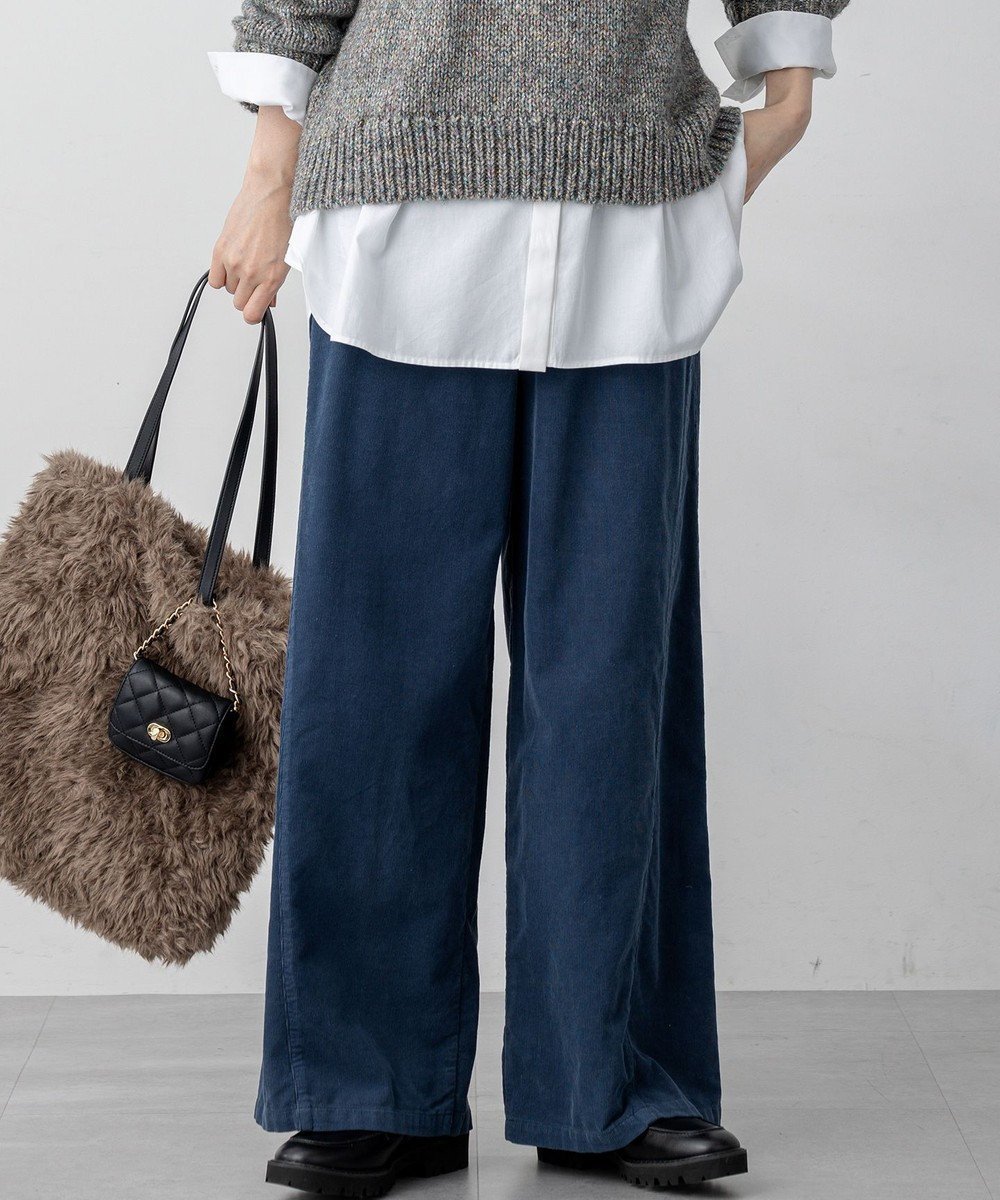 【23区/NIJYUSANKU】の【滝沢眞規子さん着用/洗える】コットン コーデュロイ ワイド パンツ インテリア・キッズ・メンズ・レディースファッション・服の通販 founy(ファニー) 　ファッションモデル・俳優・女優　Models　女性　Women　滝沢眞規子　Takizawa Makiko　ファッション　Fashion　レディースファッション　Fashion for Women　パンツ　Pants & Trousers　洗える　Machine Washable　コーデュロイ　Corduroy, Cord Fabric　セットアップ　Set-Up, Coordinated Outfit　トレンド　Trend, Trending Now　ワイド　Wide, Wide Fit　A/W・秋冬　Autumn/Winter　冬　Winter / This Winter　おすすめ　Recommended / Our Picks　2025年　2025　2025-2026秋冬・A/W　Autumn/Winter 2025–26 AW25–26　ダルブルー系|ID: prp329100004659633 ipo3291000000035607336
