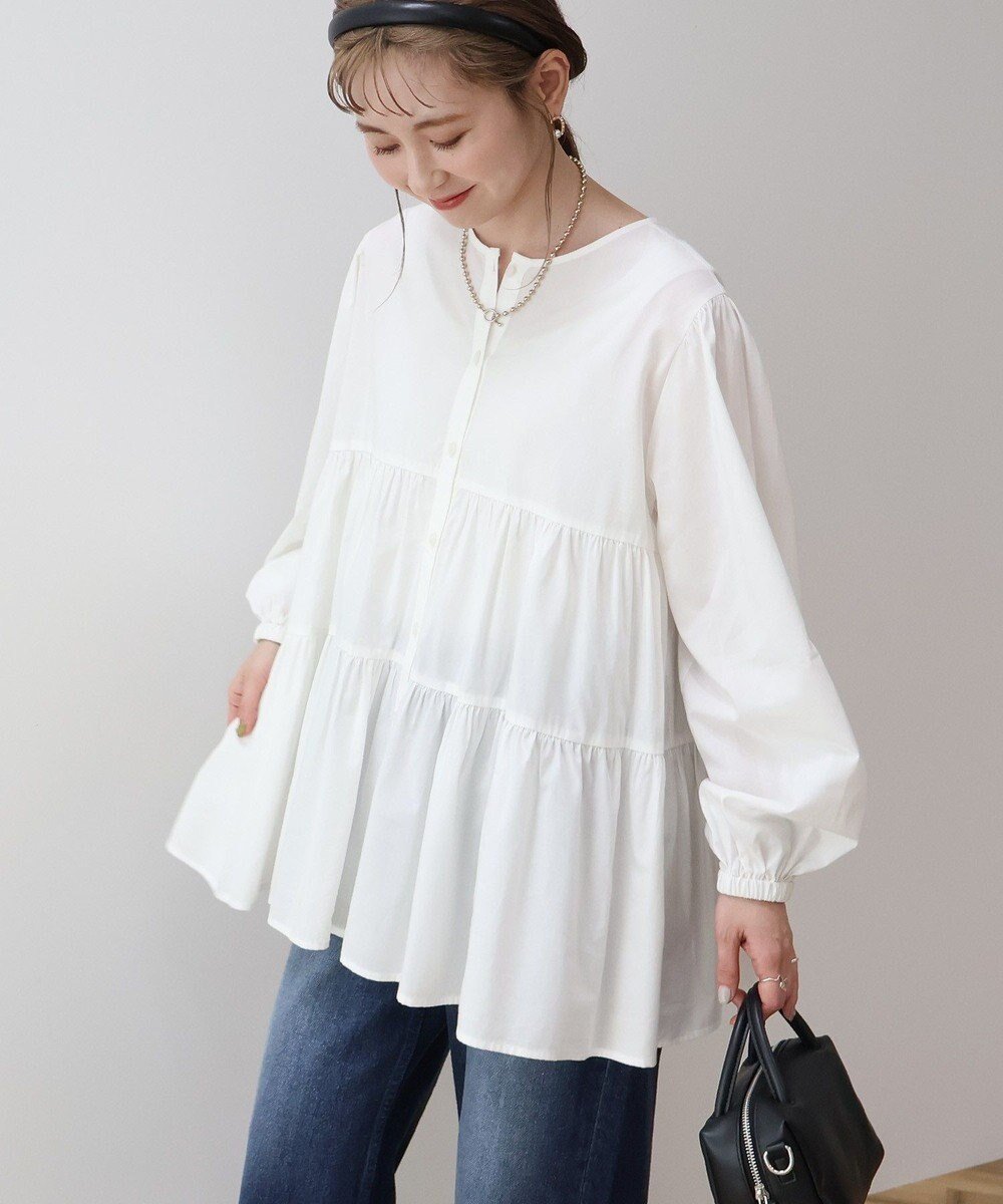 【アメリカンホリック/AMERICAN HOLIC】のティアードギャザーブラウス 人気、トレンドファッション・服の通販 founy(ファニー) 　ファッション　Fashion　レディースファッション　Fashion for Women　トップス・カットソー　Cut & Sew Tops　シャツ・ブラウス・オフィスカジュアル　Elegant Blouses & Button-Ups　コンパクト　Compact, Small Size　シャーリング　Shirring, Ruched　ダウン　Down, Puffer　チュニック　Tunic, Long Top　ボトム　Bottoms, Lower Wear　夏　Summer　春　Spring　S/S・春夏　SS, Spring/Summer, Warm Season　 other-1|ID: prp329100004659671 ipo3291000000033722502