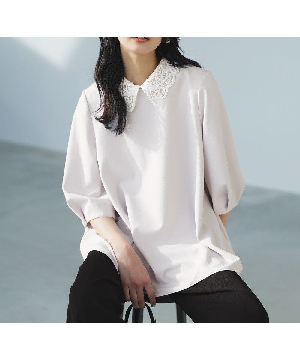 【アンフィーロ 自由区/UNFILO】の【2WAY/新色追加/セレモニー】BEAUTY MOVE レース襟ブラウス インテリア・キッズ・メンズ・レディースファッション・服の通販 founy(ファニー) 　ファッション　Fashion　レディースファッション　Fashion for Women　トップス・カットソー　Cut & Sew Tops　シャツ・ブラウス・オフィスカジュアル　Elegant Blouses & Button-Ups　オケージョン　Occasion Wear　春　Spring　吸水　Absorbent, Quick-Dry　ジョーゼット　Georgette, Semi-Sheer Fabric　ストレッチ　Stretch, Stretchy Fabric　ストレート　Straight, Straight Cut　セットアップ　Set-Up, Coordinated Outfit　フレア　Flare, Flared　レース　Lace, Lace Fabric　楽ちん　Easy Fit, Comfortable　ワイド　Wide, Wide Fit　S/S・春夏　SS, Spring/Summer, Warm Season　おすすめ　Recommended / Our Picks　夏　Summer　エレガント 上品　Elegant　セレモニー　Ceremony　新作・新入荷　New Arrivals / New In　ビジネス 仕事 通勤　Business / Work / Commuting　[NEW]ライトグレー|ID: prp329100004659735 ipo3291000000035997278