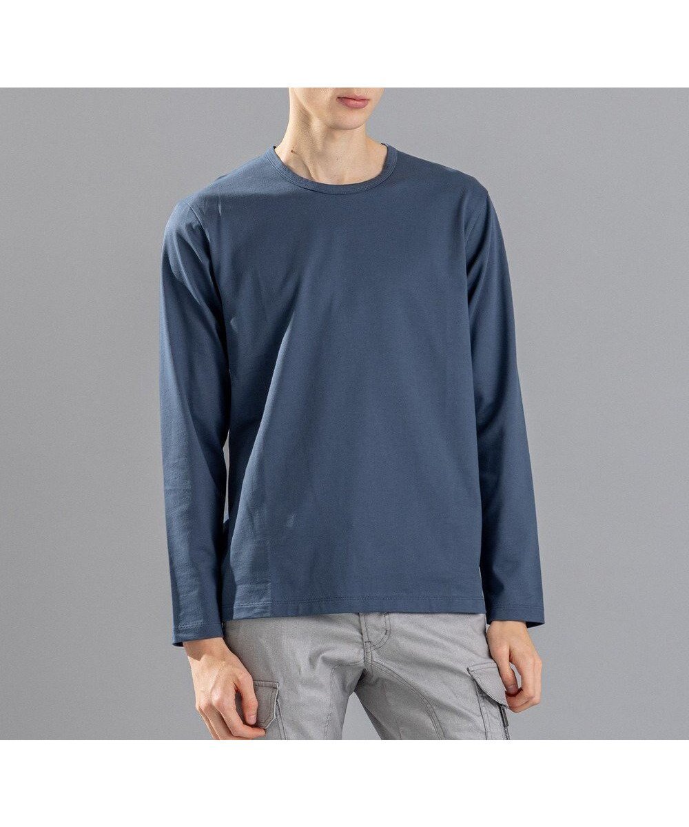 【ジョゼフ オム/JOSEPH HOMME / MEN】のスビンソフトジャージー クルーネック長袖Tシャツ インテリア・キッズ・メンズ・レディースファッション・服の通販 founy(ファニー) 　ファッション　Fashion　メンズファッション　Fashion for Men　トップス・カットソー　Cut & Sew Tops　メンズシャツ　Shirts　インド　Indian Textile　カットソー　Cut and Sewn Top　ピーチ　Peach, Soft Touch　ベーシック　Basic, Essential　エレガント 上品　Elegant　夏　Summer　春　Spring　S/S・春夏　SS, Spring/Summer, Warm Season　長袖　Long Sleeve, Full Sleeve　ダルブルー系|ID: prp329100004659769 ipo3291000000034210670
