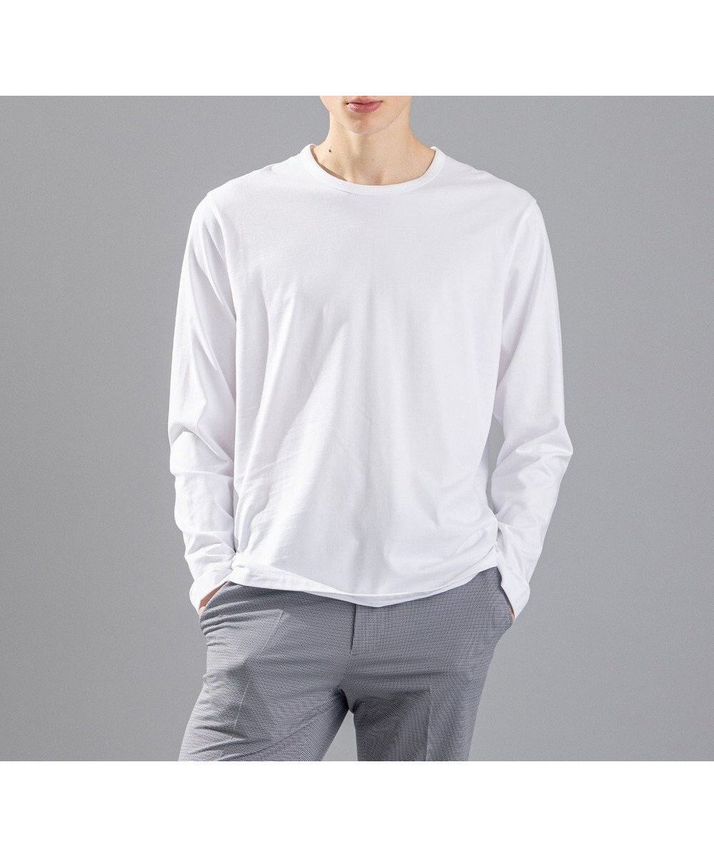 【ジョゼフ オム/JOSEPH HOMME / MEN】のスビンソフトジャージー クルーネック長袖Tシャツ インテリア・キッズ・メンズ・レディースファッション・服の通販 founy(ファニー) 　ファッション　Fashion　メンズファッション　Fashion for Men　トップス・カットソー　Cut & Sew Tops　メンズシャツ　Shirts　インド　Indian Textile　カットソー　Cut and Sewn Top　ピーチ　Peach, Soft Touch　ベーシック　Basic, Essential　エレガント 上品　Elegant　夏　Summer　春　Spring　S/S・春夏　SS, Spring/Summer, Warm Season　長袖　Long Sleeve, Full Sleeve　ホワイト系|ID: prp329100004659769 ipo3291000000034210671