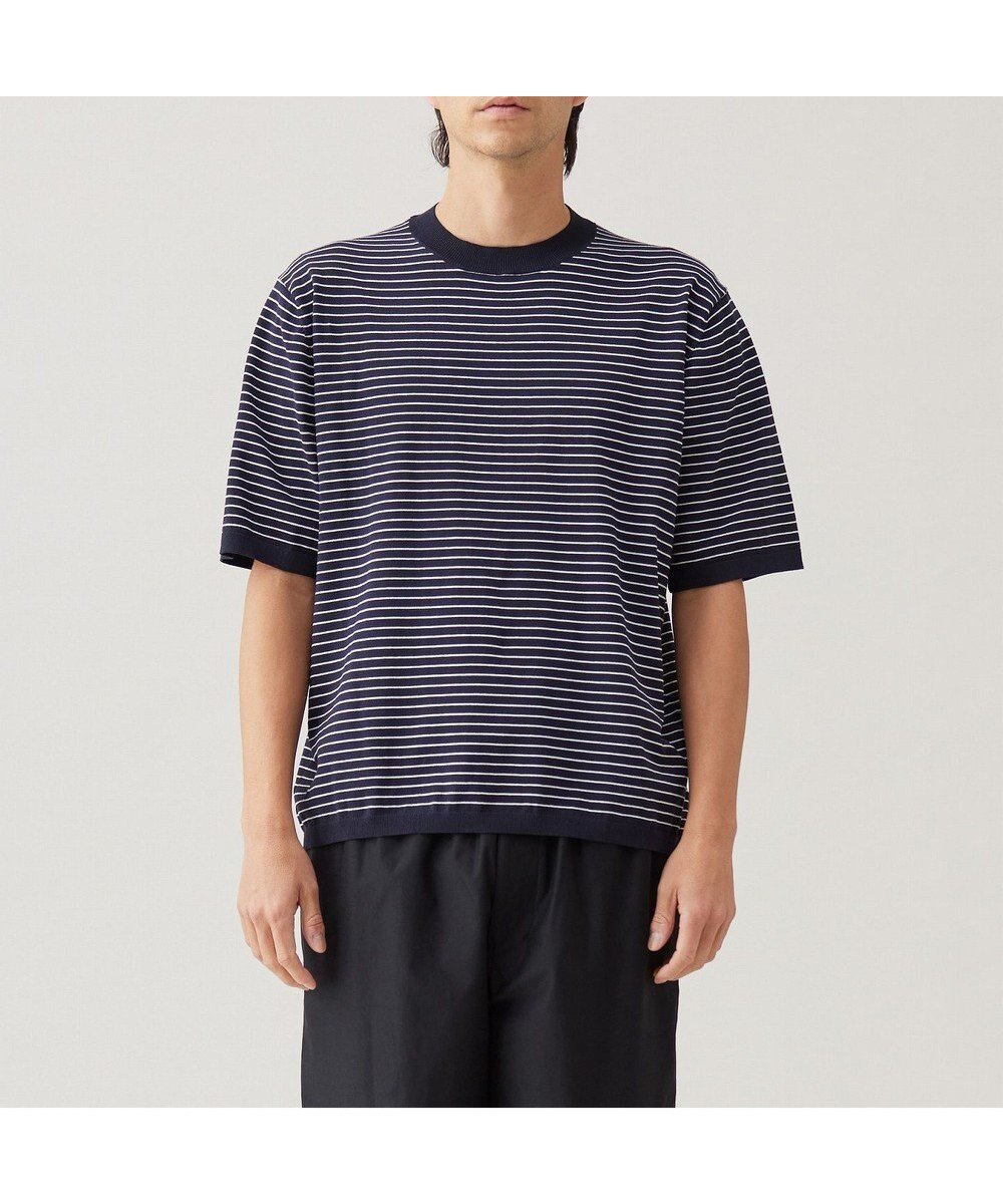 【アンフィーロ/UNFILO / MEN】の【メンズノンノWEB掲載】スゴ機能美 ニット クルーネック インテリア・キッズ・メンズ・レディースファッション・服の通販 founy(ファニー) 　ファッション　Fashion　メンズファッション　Fashion for Men　トップス・カットソー　Cut & Sew Tops　ニット・セーター / 定番トップス　Knit Tops & Sweaters　インナー　Innerwear　ウォッシャブル　Machine Washable　春　Spring　カーディガン　Cardigan, Knitwear　ジャケット　Jacket, Outerwear　セーター　Sweater, Knitwear　雑誌　Magazine, Fashion Magazine　ポロシャツ　Polo Shirt, Collared Tee　ロング　Long, Long-Length　S/S・春夏　SS, Spring/Summer, Warm Season　夏　Summer　エレガント 上品　Elegant　ネイビーボーダー|ID: prp329100004659796 ipo3291000000034695977